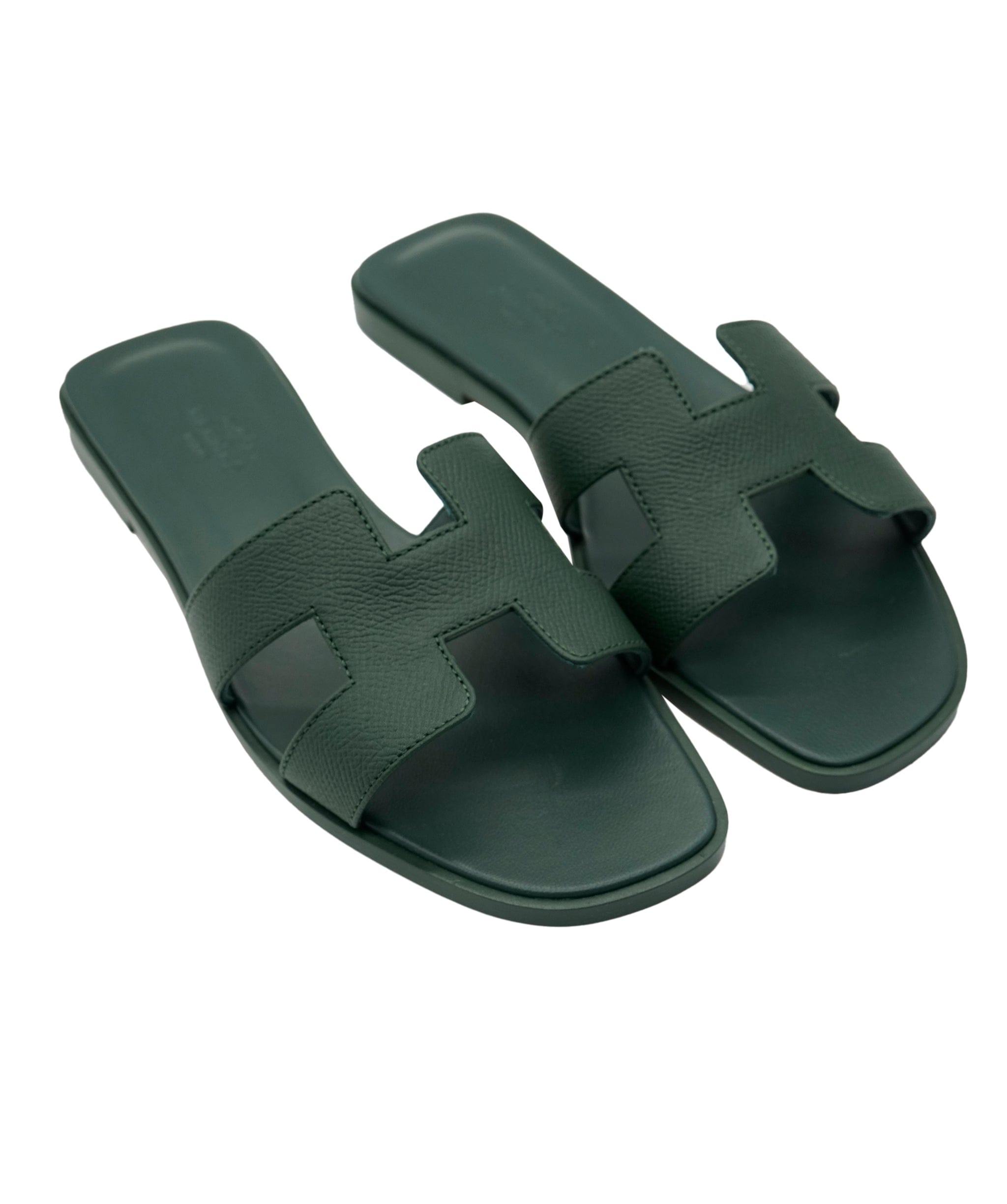 Hermès Hermès Oran Sandal Vert Bouteille Epsom Leather Size 37.5 01SHU2440 DBXM0073