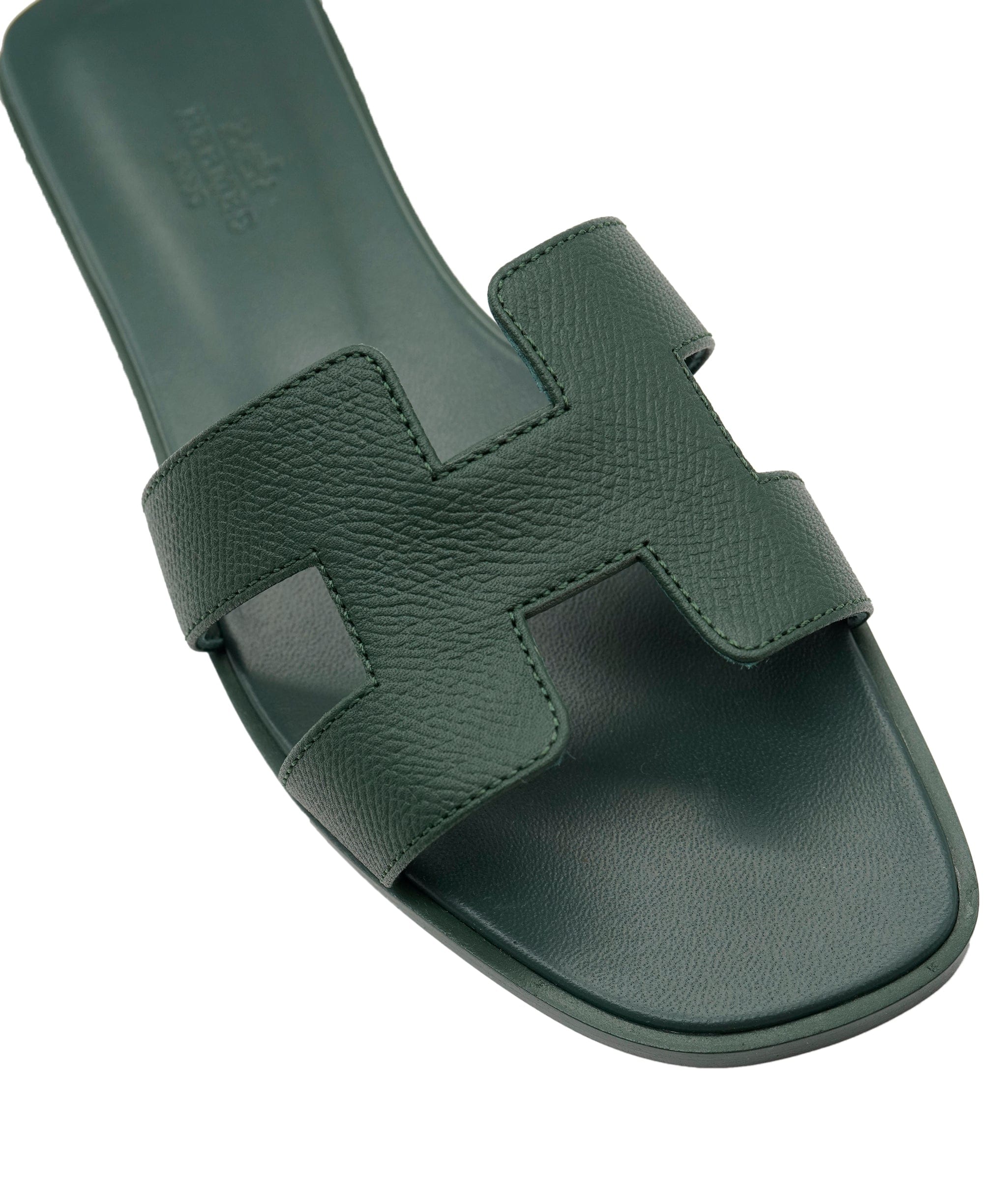 Hermès Hermès Oran Sandal Vert Bouteille Epsom Leather Size 37.5 01SHU2440 DBXM0073