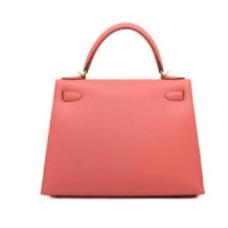 Hermes 132. Hermes Kelly 28cm Epsom Sellier I5 Flamingo GHW Q Stamp