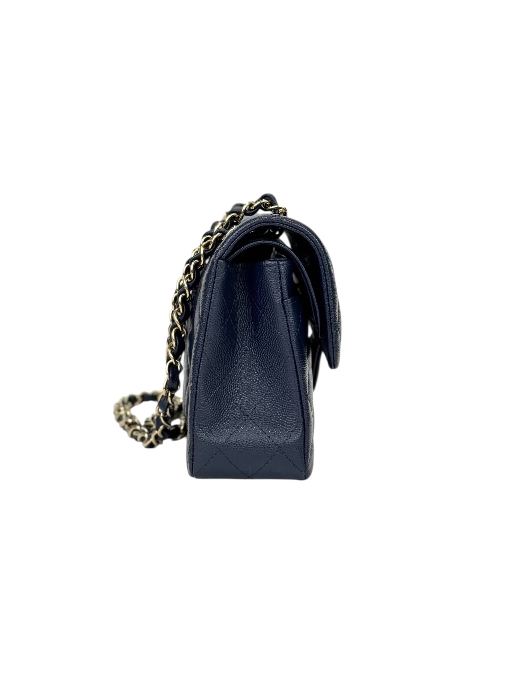 HERMES Chanel Classic Flap Small Blue Bag