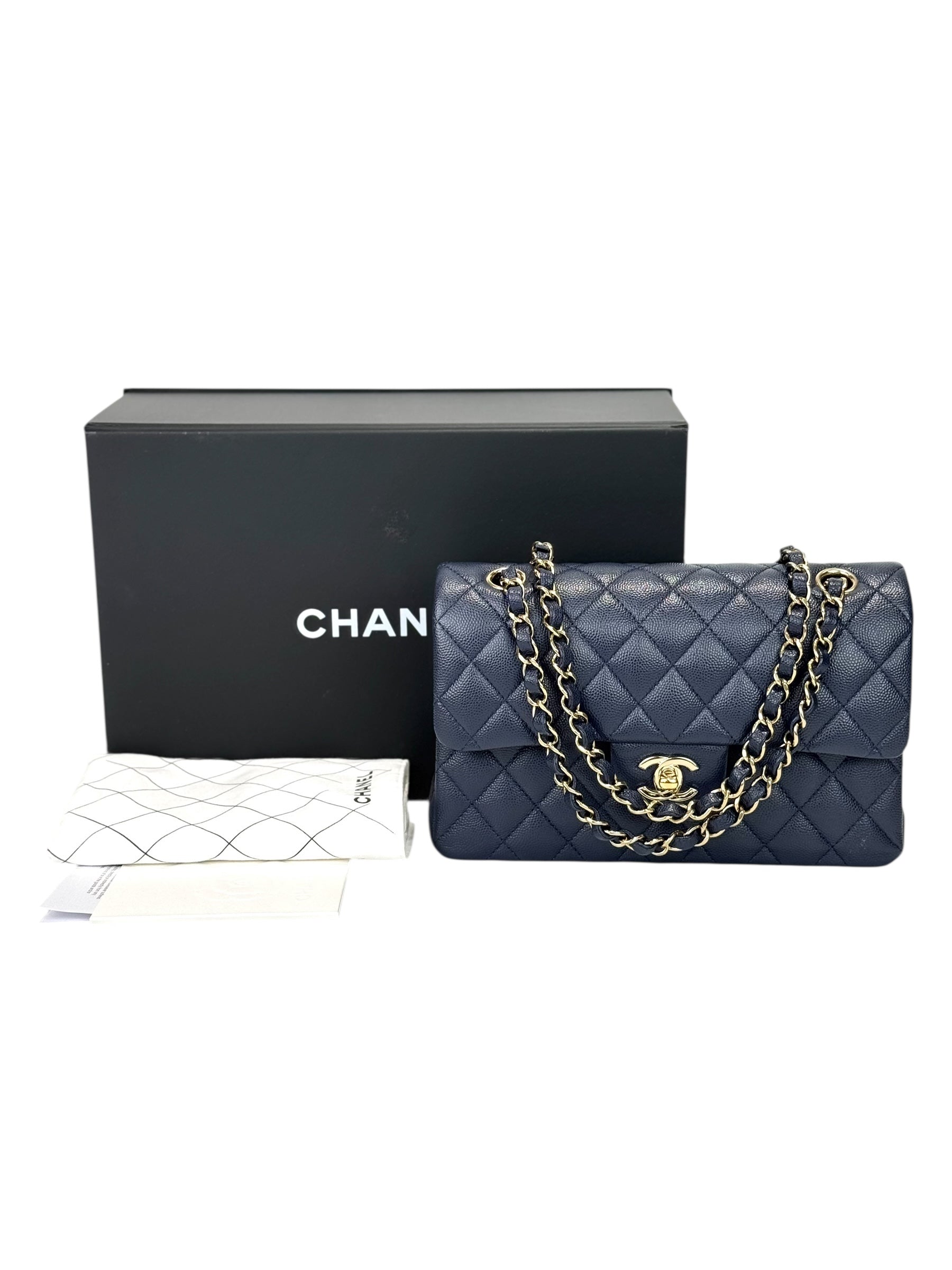 HERMES Chanel Classic Flap Small Blue Bag