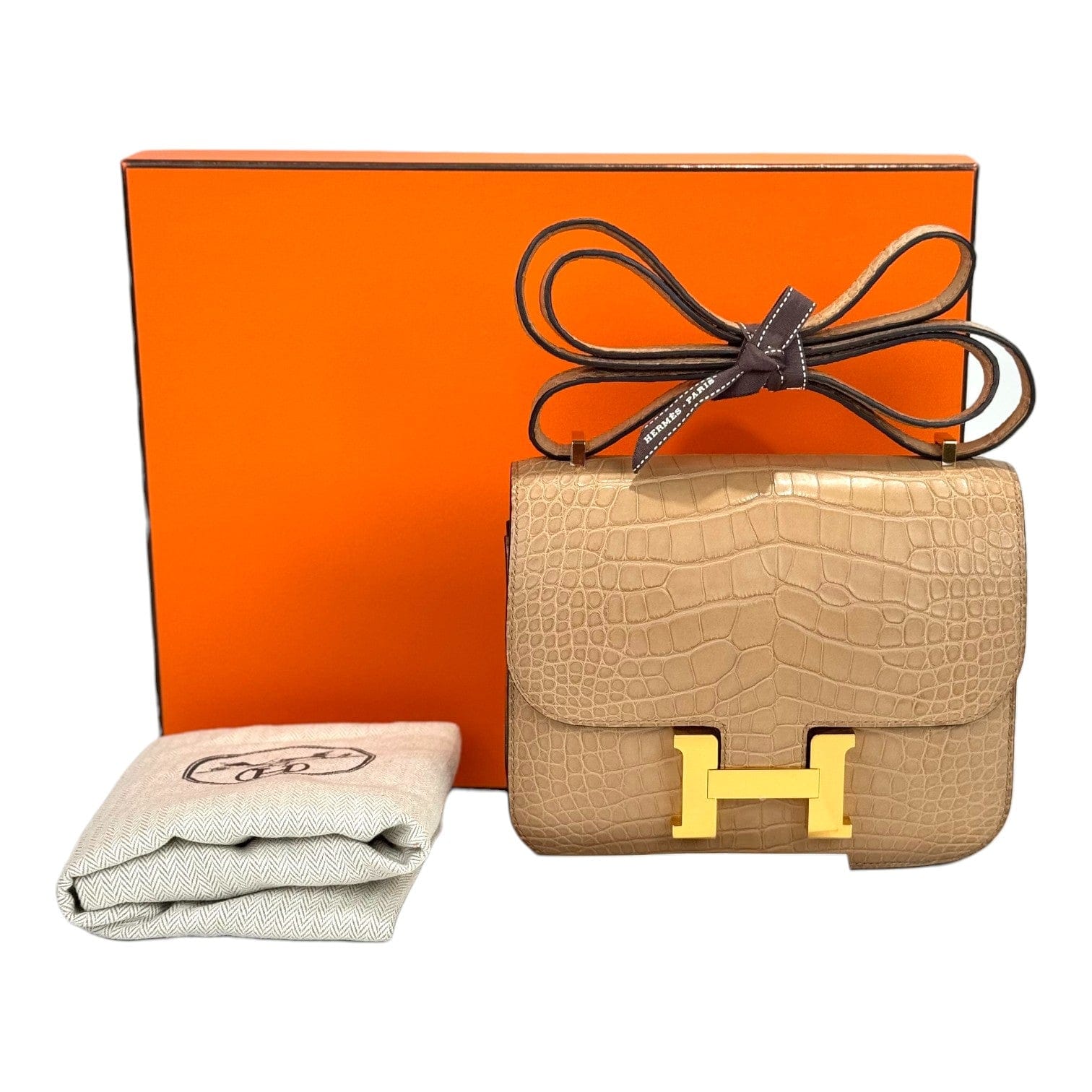 Hermes Hermes Alligator Matt Constance Mini Bag in Chai with GHW