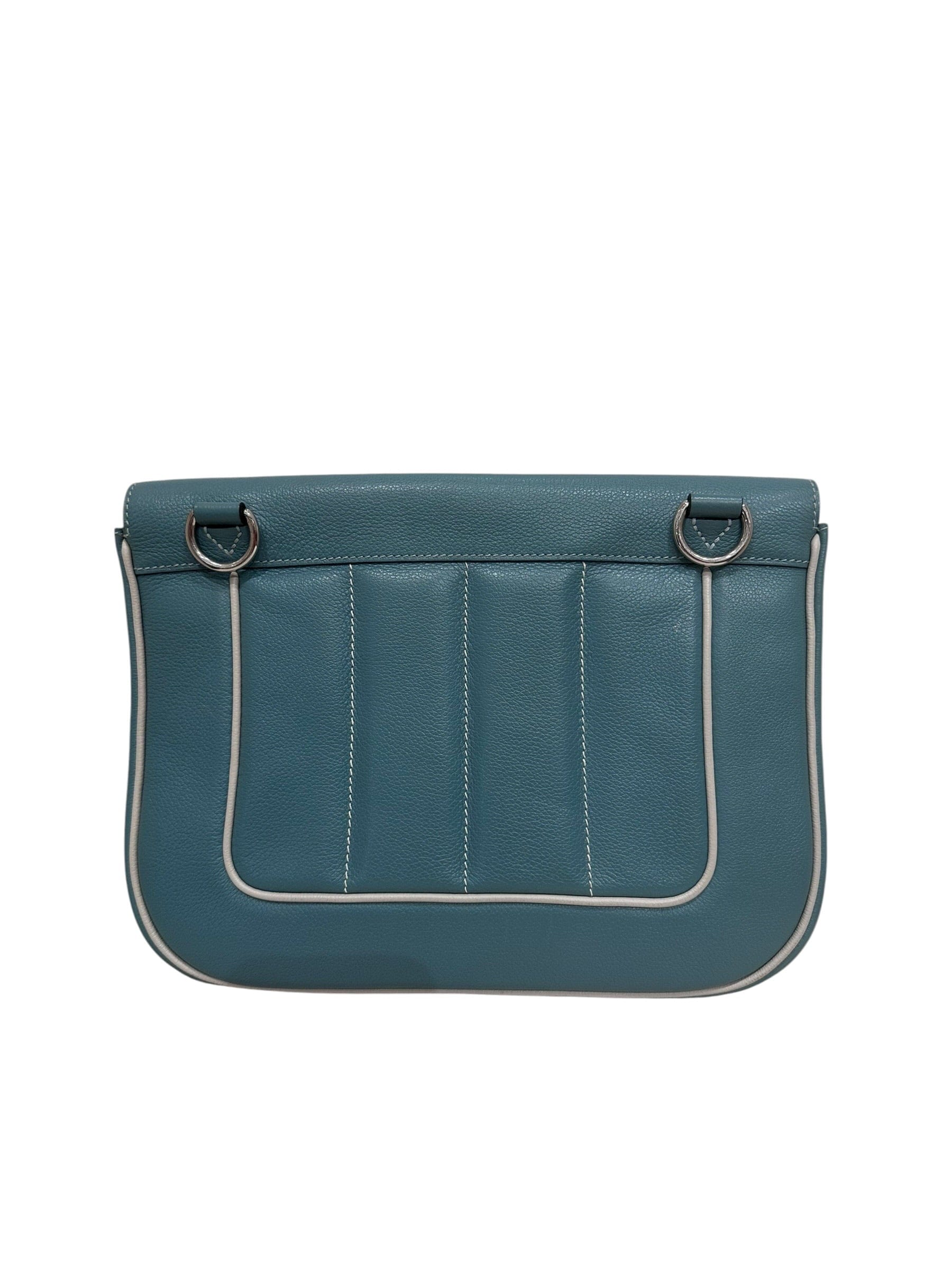 Hermes Hermes Berline 28 in Blue & White Contrast Stitching with PHW