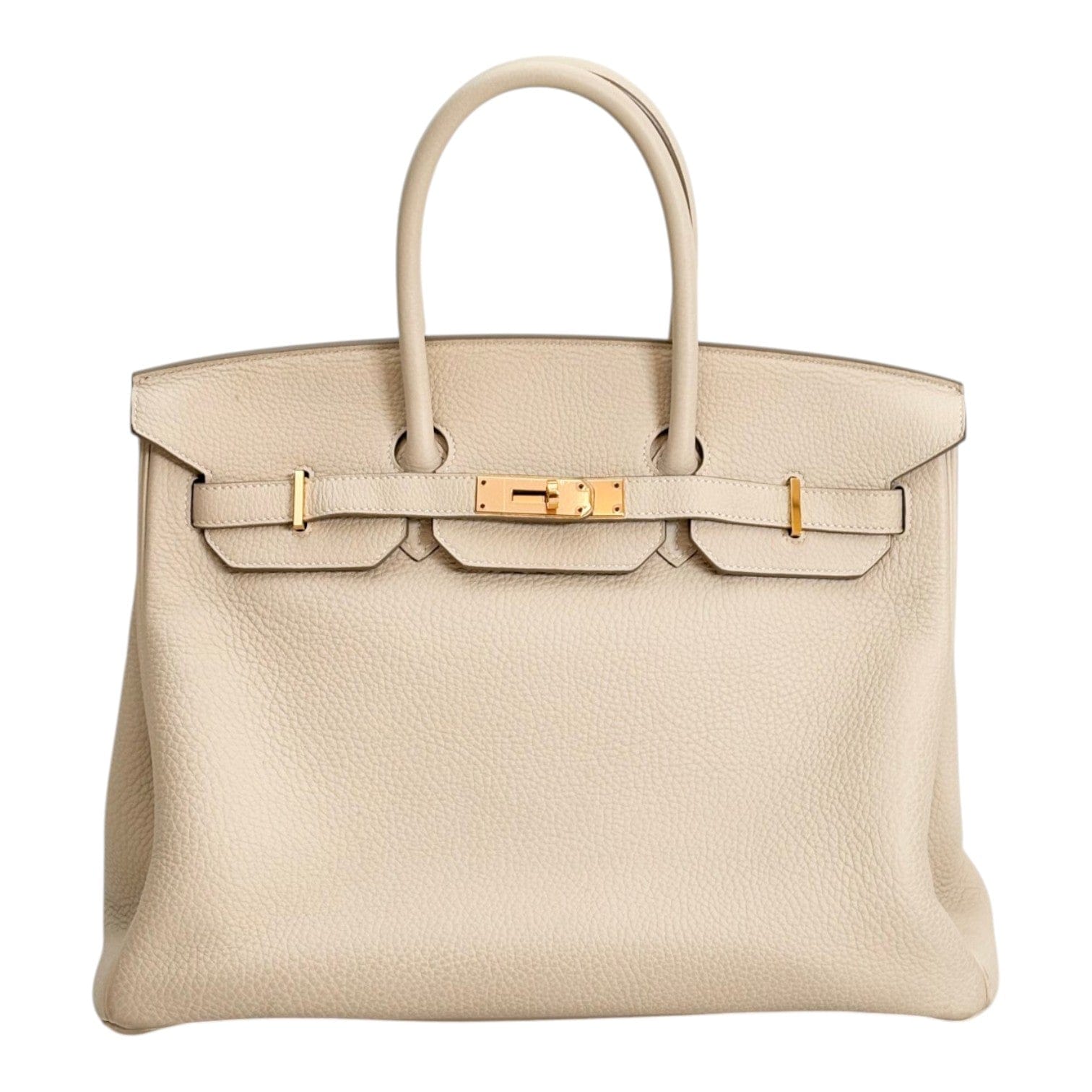 Hermes Hermes Birkin 35cm Craie in Togo Bag with GHW - Full Set