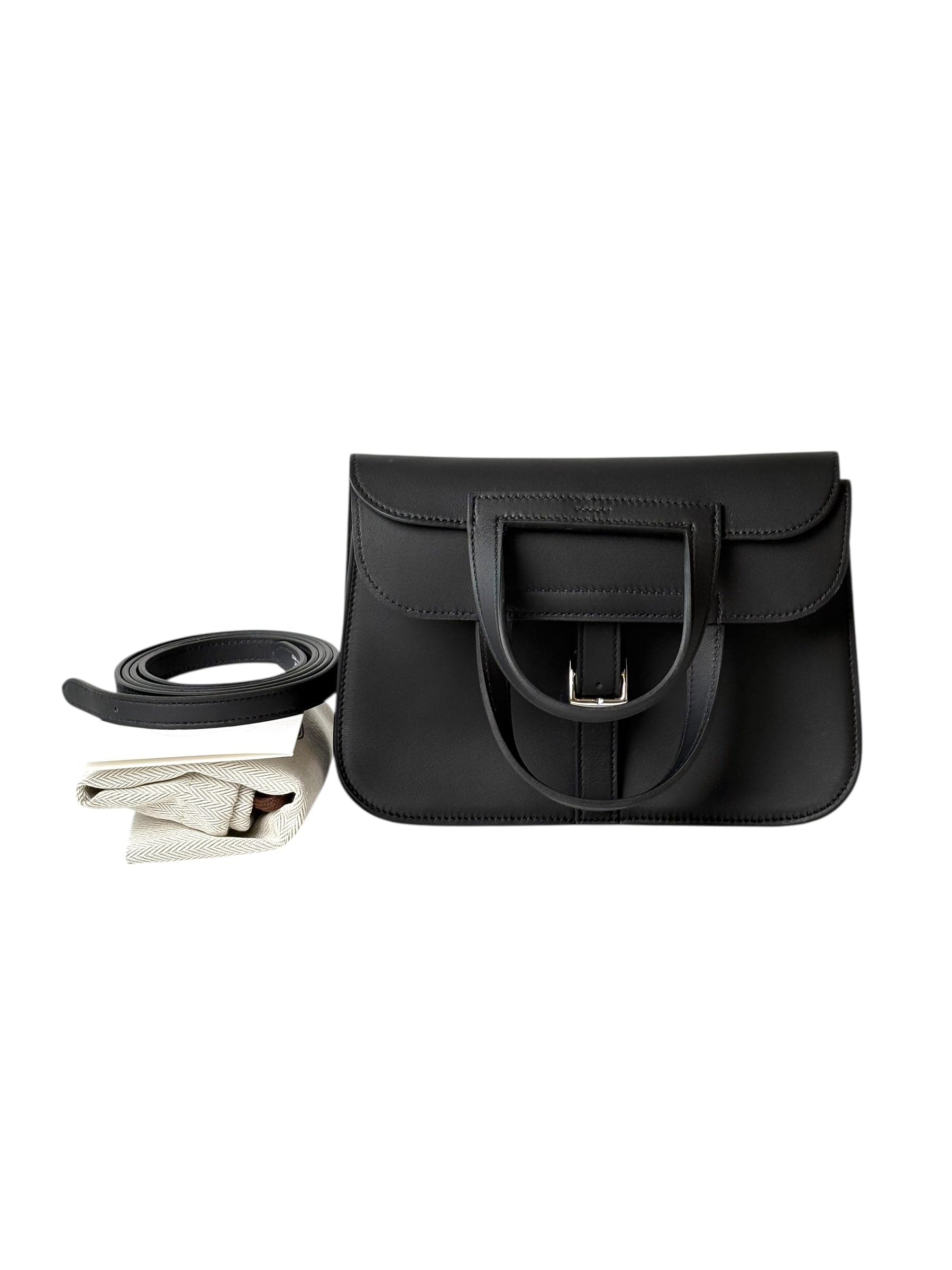 Hermes Hermes Black Halzan Mini Bag Swift with PHW - K Stamp