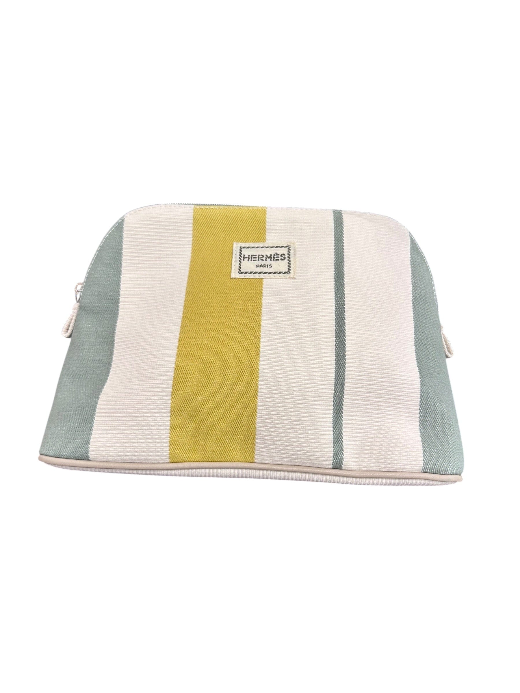 Hermes Hermes Bolide Canvas Pouch - Green Stripe