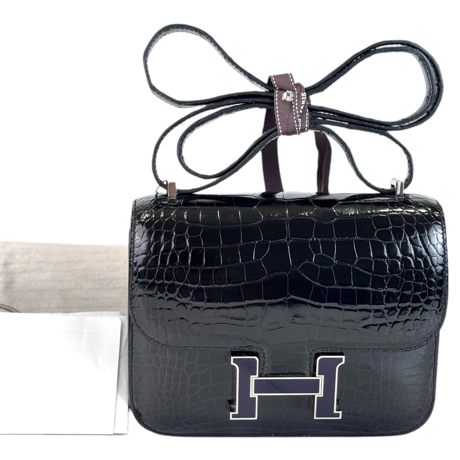Hermes Hermes Constance Mini Black Midnight Shiny Alligator Leather Bag
