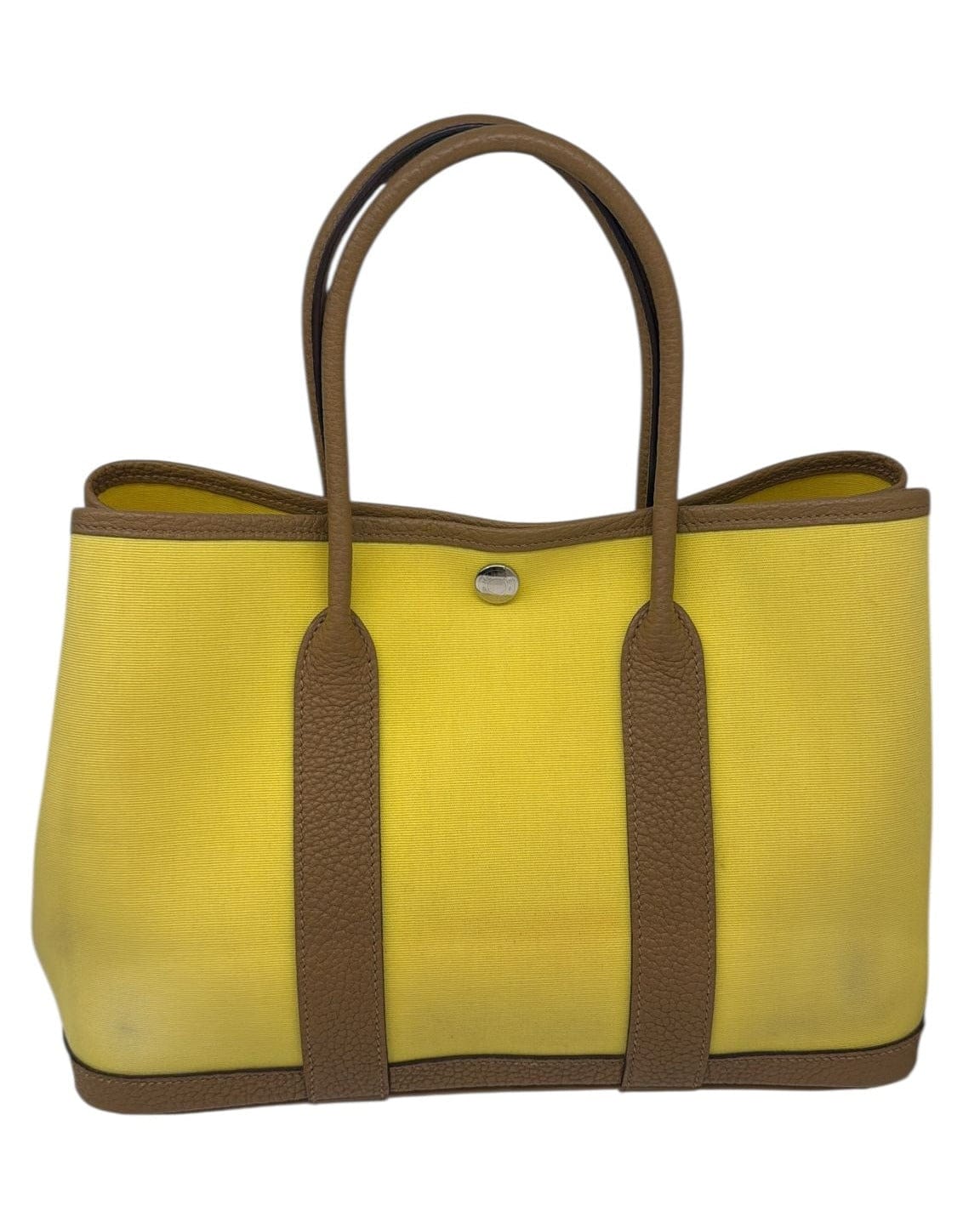 Hermes Hermes Garden Party 30 in Yellow Canvas & Natural Leather