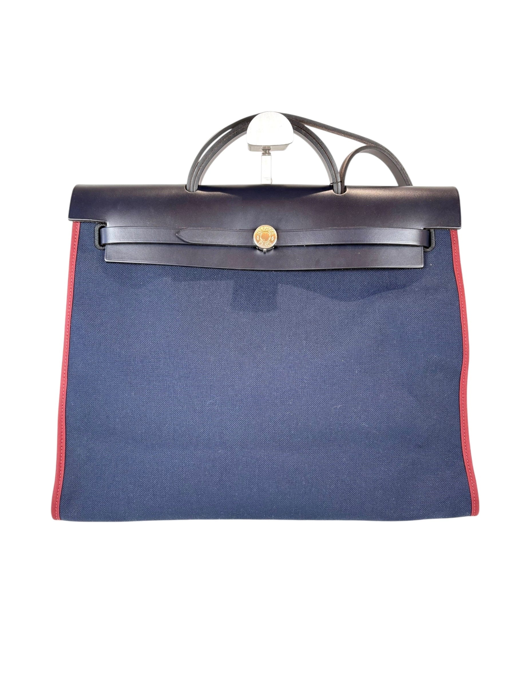 Hermes Hermes Herbag Zip 39 Navy with Red Trim Bag