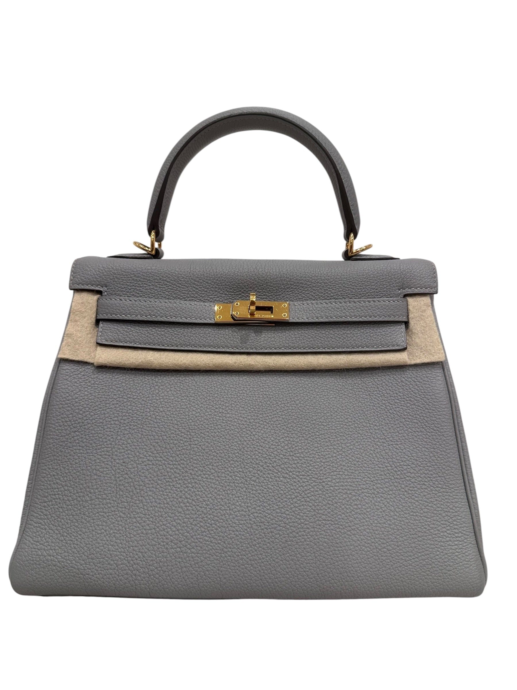 Hermes Hermes Kelly 25 in Blue Glacier Togo -  Full Set