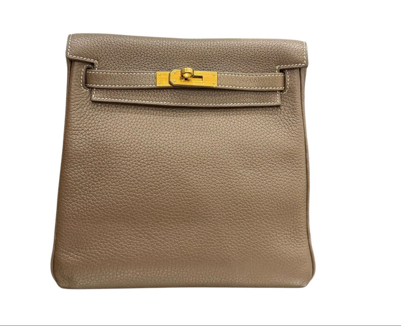 Hermes Hermes Kelly Ado Backpak in Etoupe with GHW