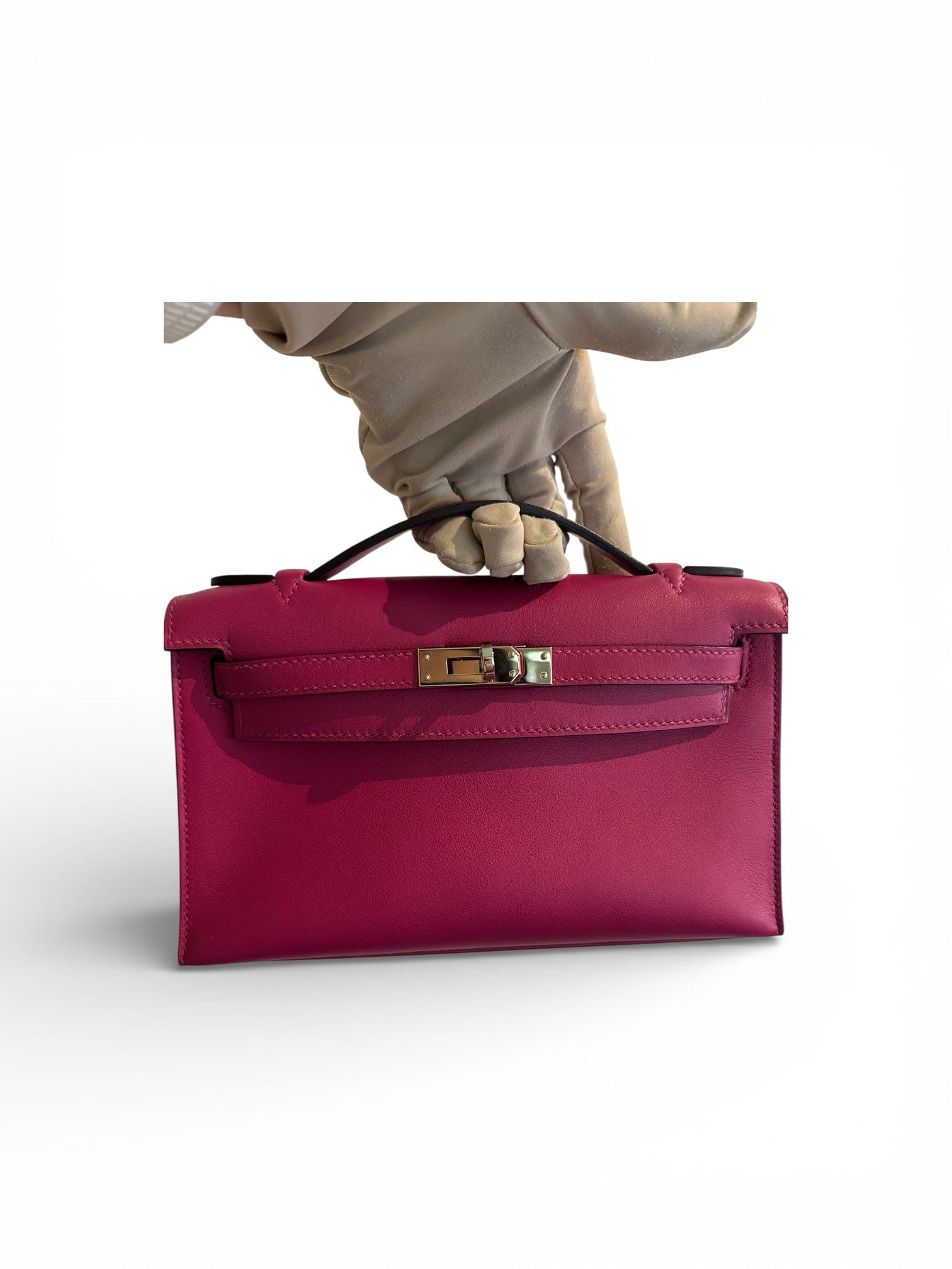 Hermes Hermes Kelly Pochette in Rose Purpre Swift