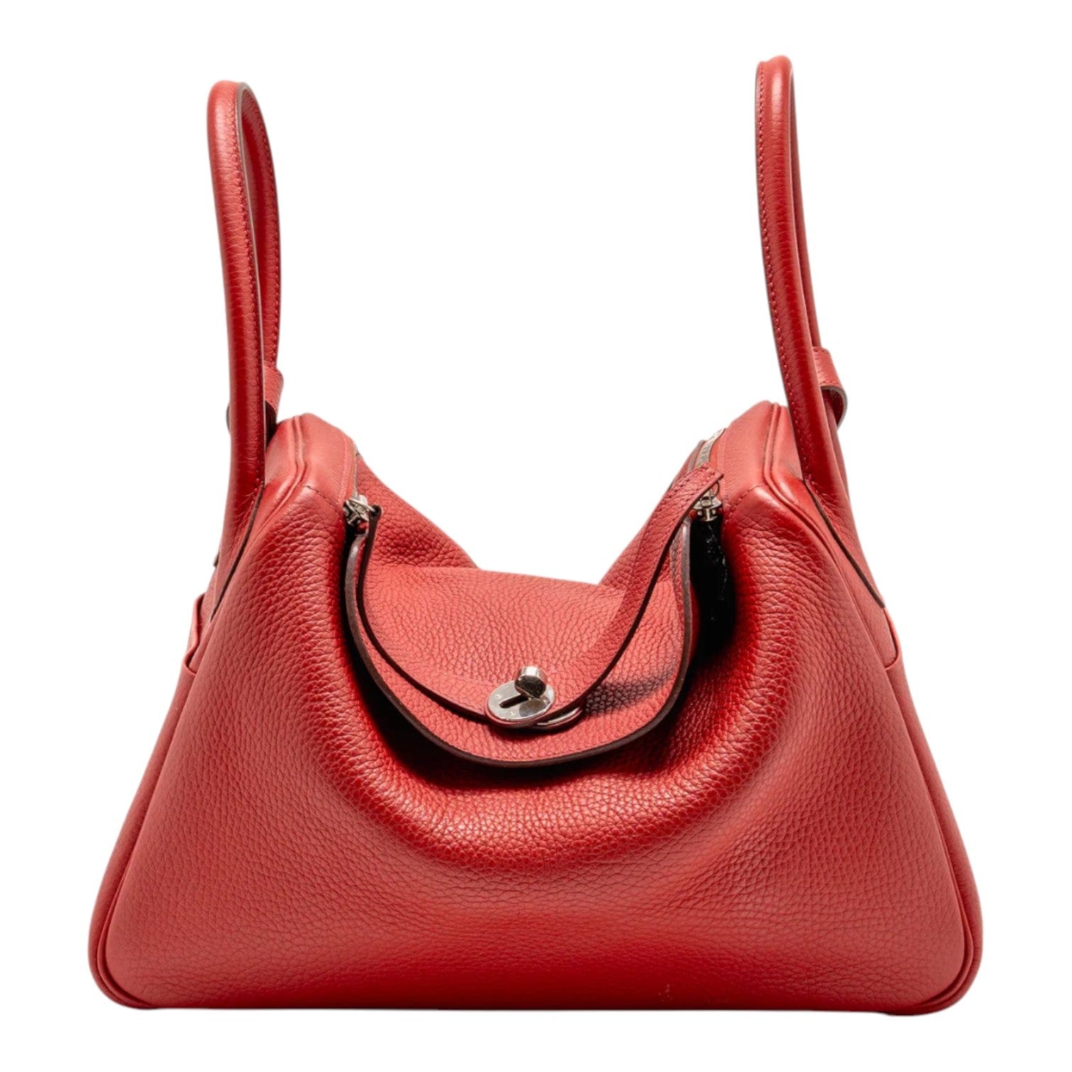 Hermes Hermes Lindy 34 Clemence Red SHW Stamp Q Square