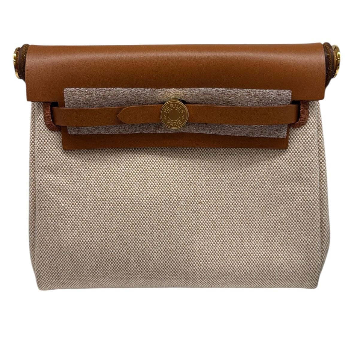 Hermes Hermes Mini Herbag in Gold & Toile with GHW