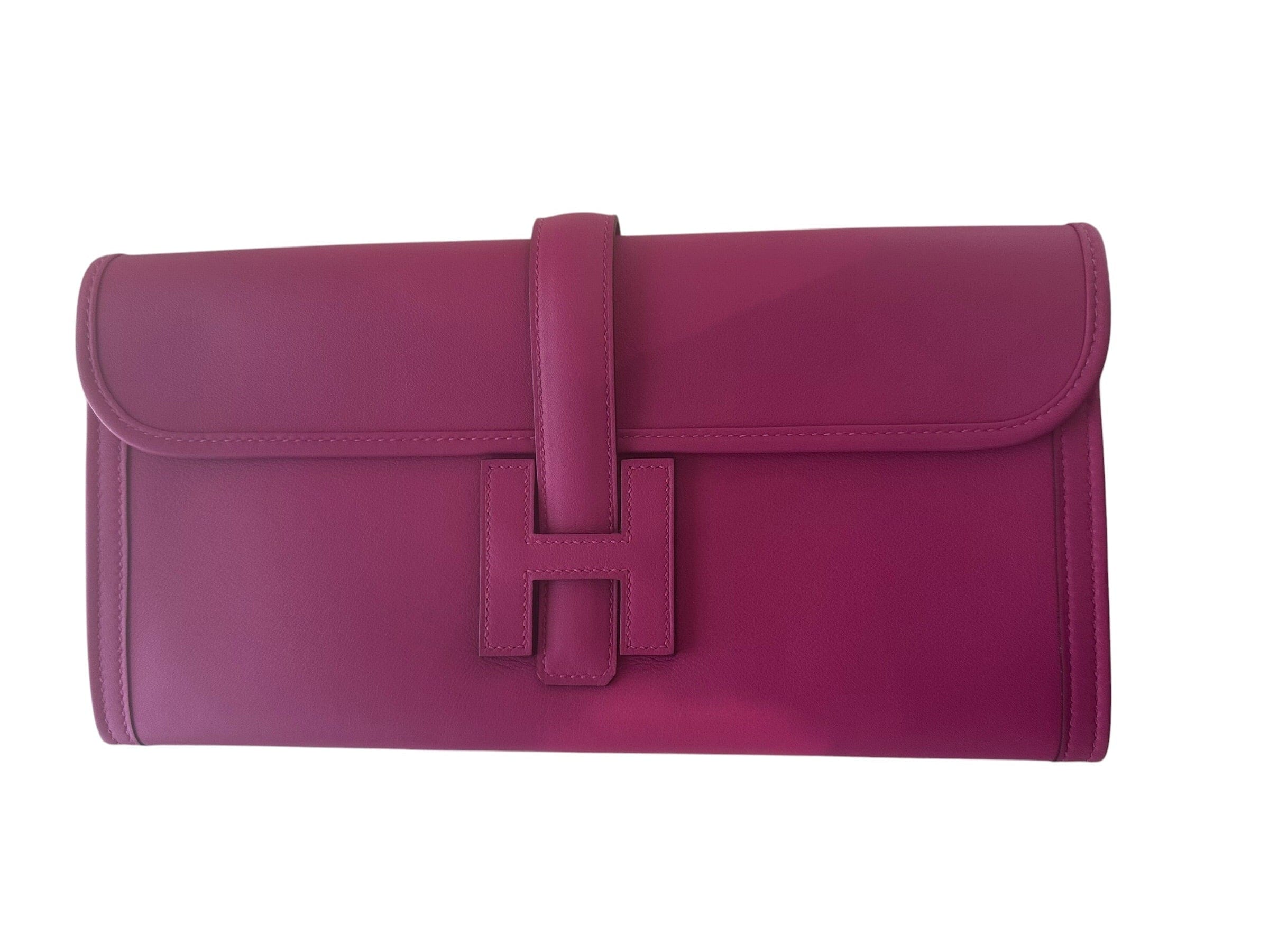 Hermes Hermes Pink Jige Elan Clutch Evercolor - Full Set