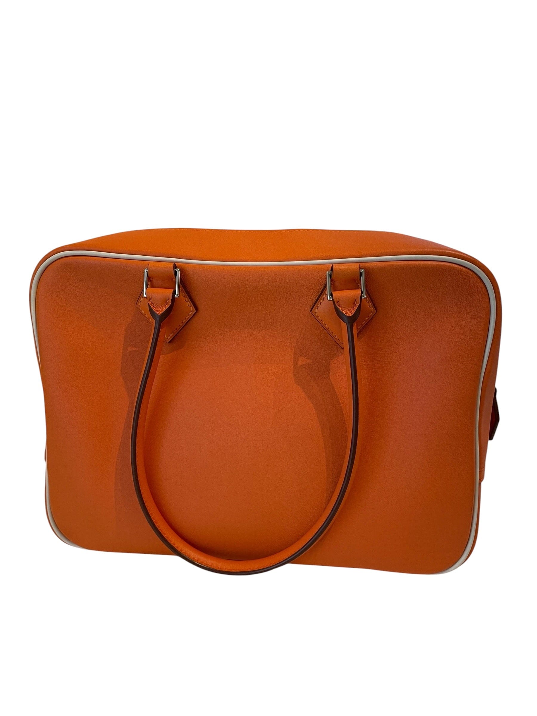 Hermes Hermes Plume 28 in Orange with Trim in Evercolour