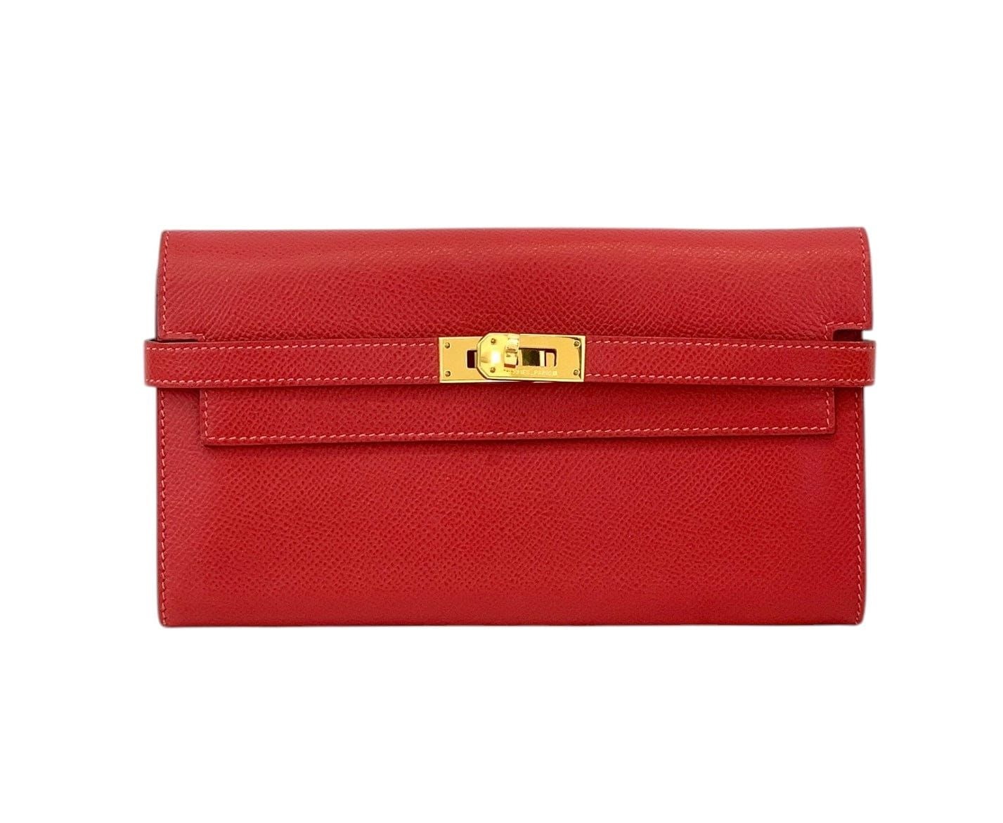 Hermes Hermes Red Long Kelly Wallet in Epsom with GHLW