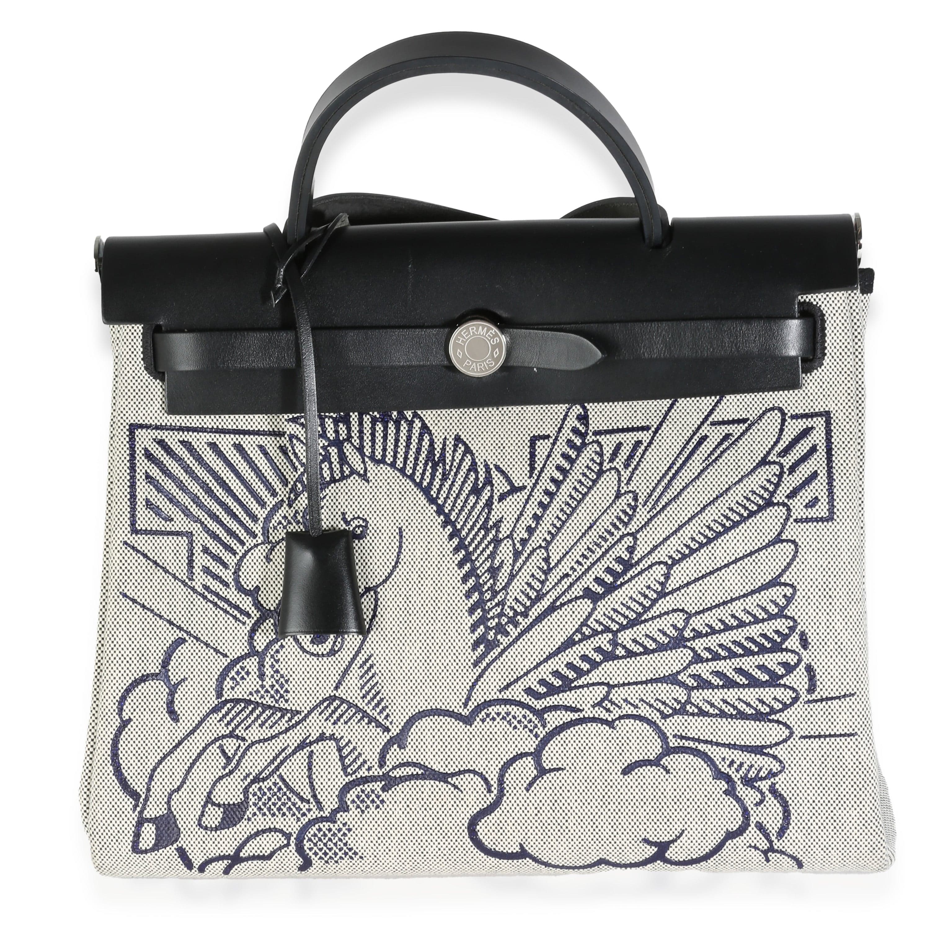 Hermès Bleu Indigo Ecru Black Vache Hunter Toile H Pegase Pop Herbag 31 PM