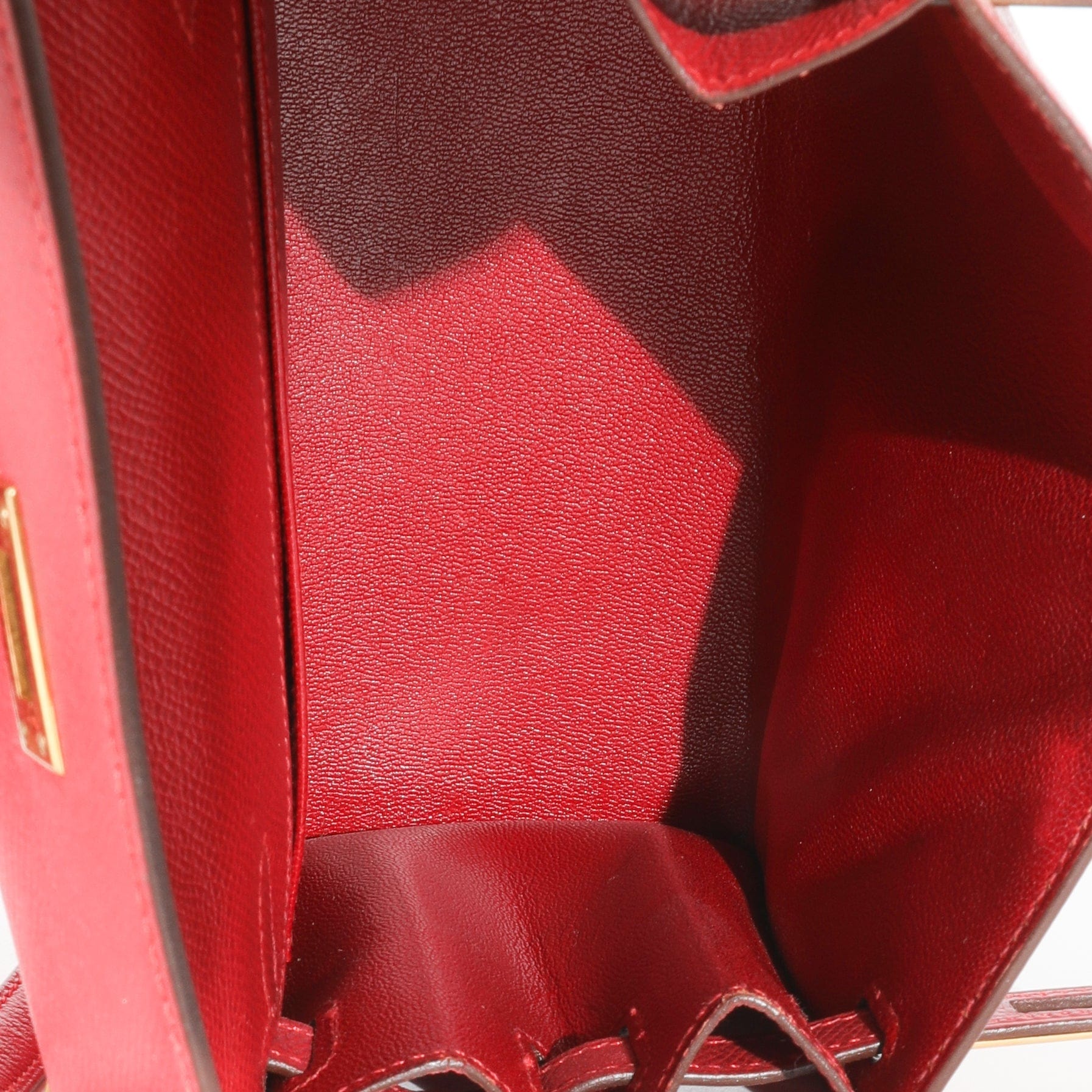 Hermès Hermes Vintage Rouge Vif Courchevel Mini Sellier Shoulder Kelly 20 GHW