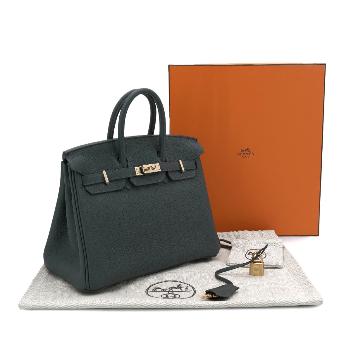 HERMES HERMES BIRKIN 25 VERT MANGROVE TOGO HAND BAG K GHW 90301083