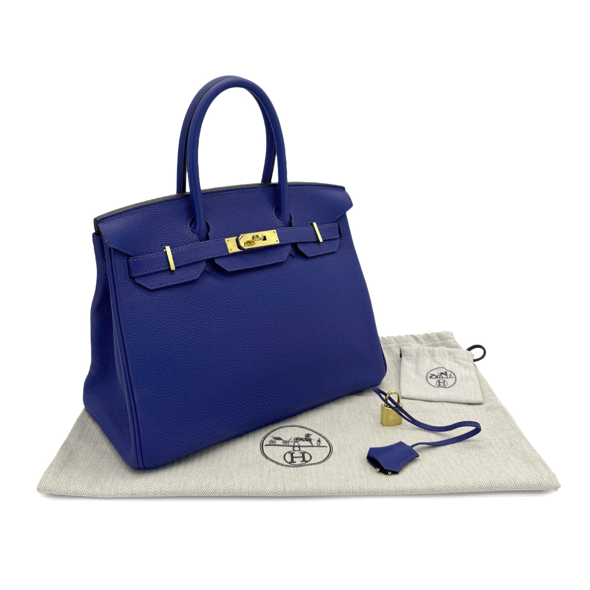 HERMES HERMES BIRKIN 30 BLUE ELECTRIQUE TAURILLON CLEMENCE HAND BAG X GHW 90300014