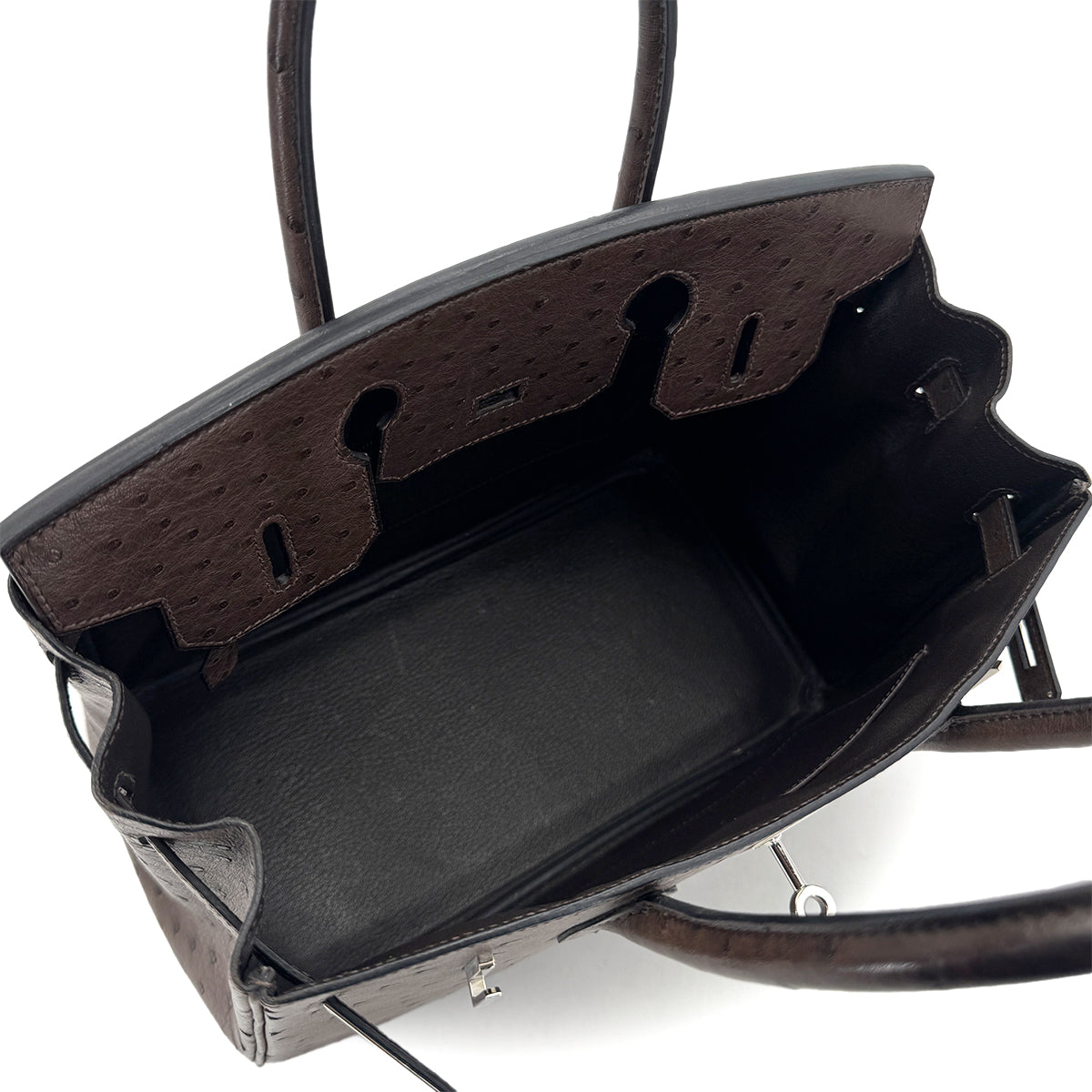 HERMES HERMES BIRKIN 30 BROWN OSTRICH HAND BAG □N SHW 90300555