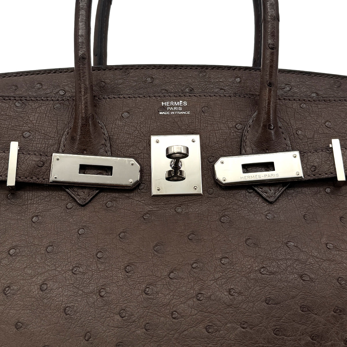 HERMES HERMES BIRKIN 30 BROWN OSTRICH HAND BAG □N SHW 90300555