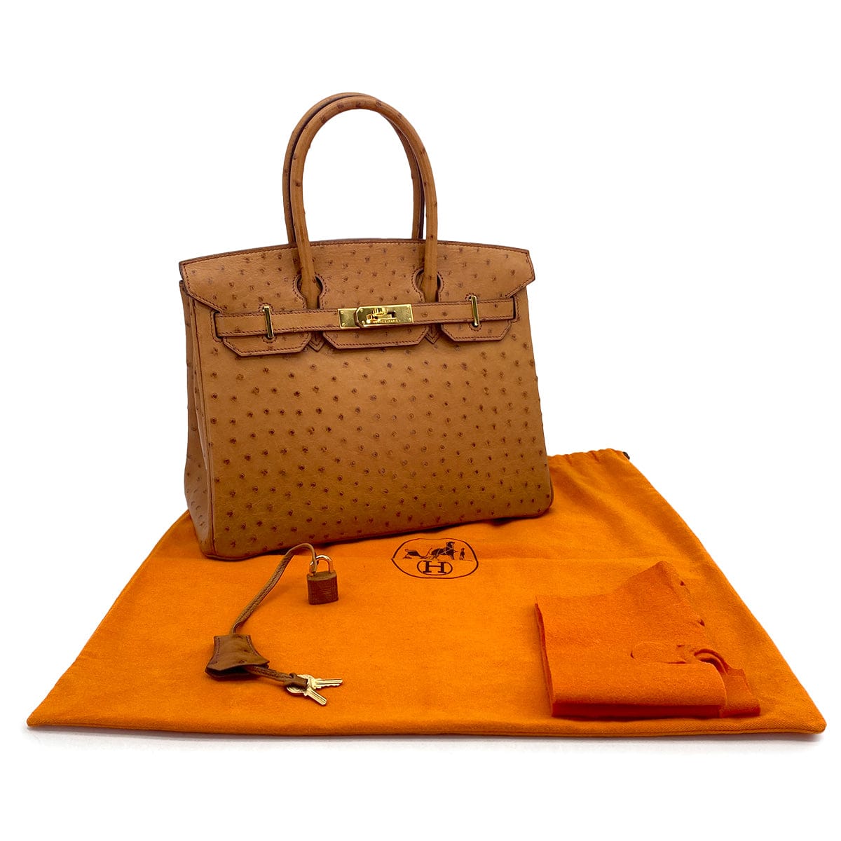 HERMES HERMES BIRKIN 30 CHESTNUT OSTRICH HAND BAG 2006 SQUARE J GOLD HARDWARE 90325611