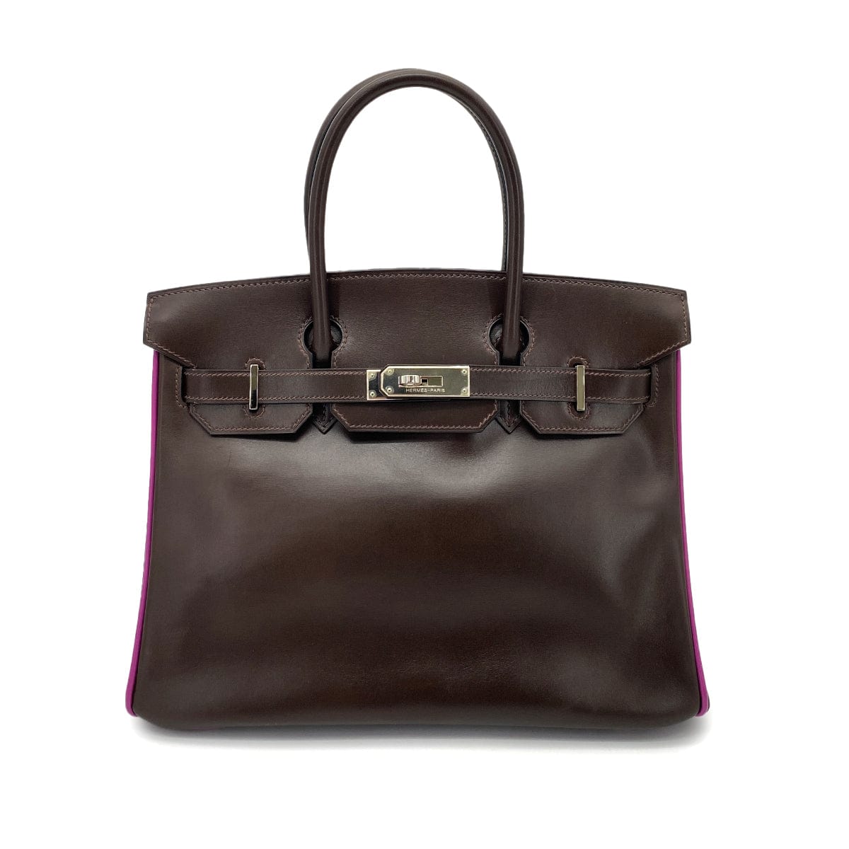 Hermes HERMES BIRKIN 30 CHOCOLAT CYCLAMEN BOXCALF HAND BAG □I SHW 90259877