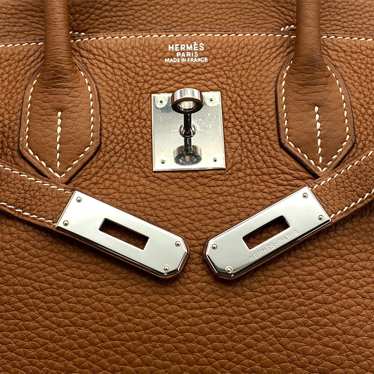 HERMES HERMES BIRKIN 30 GOLD TAURILLON CLEMENCE HAND BAG 2005 SQUARE I PALLADIUM HARDWARE 90325318