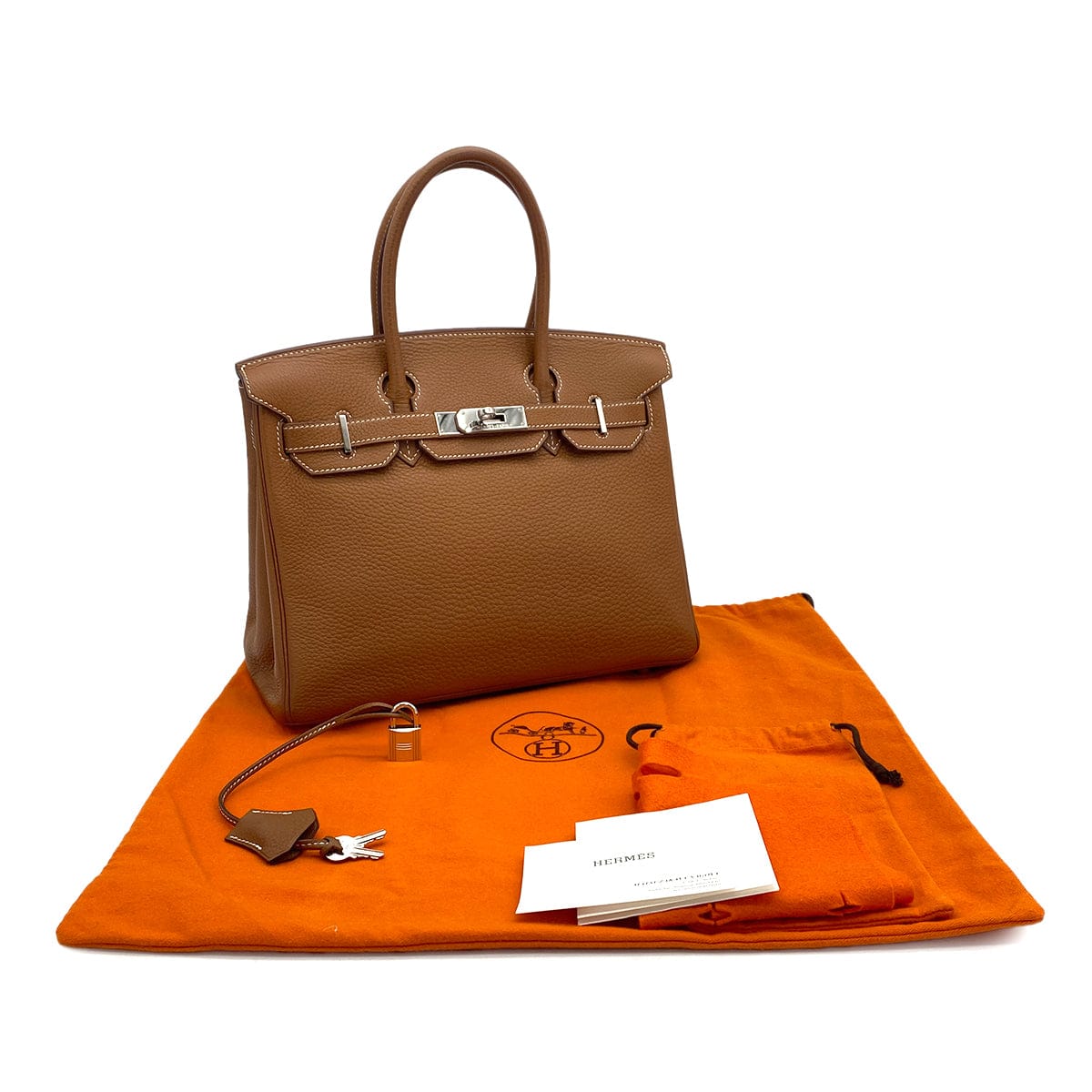 HERMES HERMES BIRKIN 30 GOLD TAURILLON CLEMENCE HAND BAG 2005 SQUARE I PALLADIUM HARDWARE 90325318
