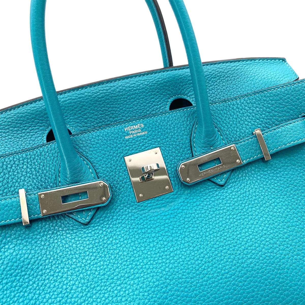 HERMES HERMES BIRKIN 30 TURQUOISE CLEMENCE PHW #R 90251078