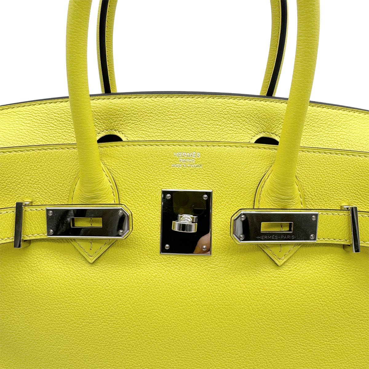 HERMES HERMES BIRKIN 30 VERSO LIME GRIS TOURTERELLE EVERCOLOR HAND BAG 2019 D STAMP PALLADIUM HARDWARE 90327146