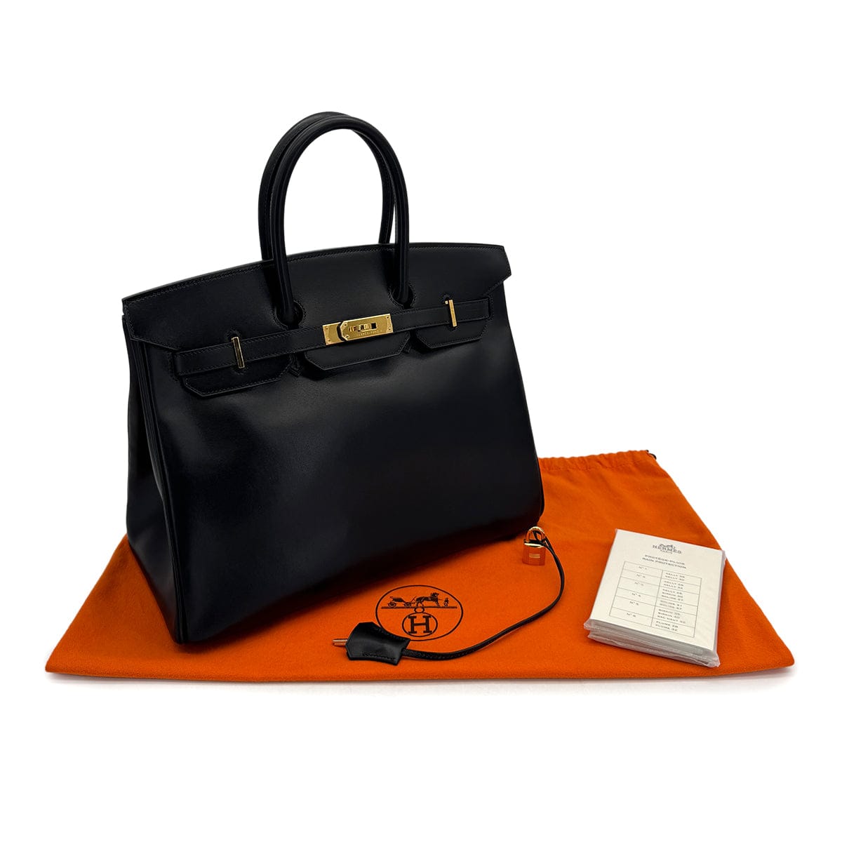 HERMES HERMES BIRKIN 35 BLACK BOX CALF HAND BAG □F GOLD HARDWARE 90307912