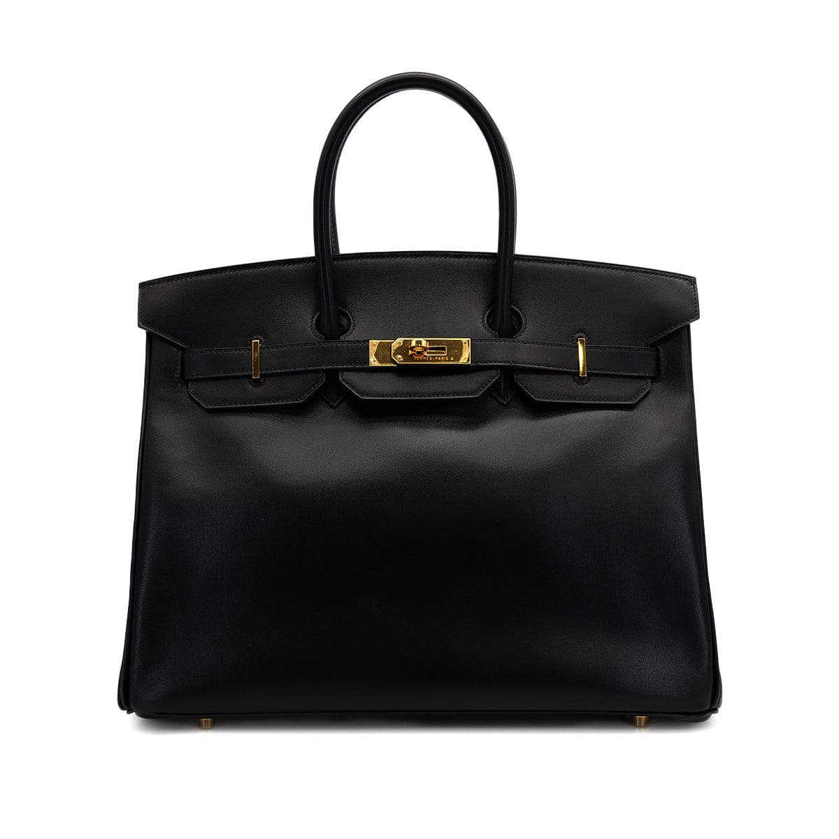 HERMES HERMES BIRKIN 35 BLACK BOX CALF HAND BAG □F GOLD HARDWARE 90307912