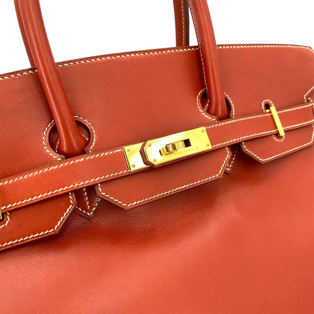 HERMES HERMES BIRKIN 35 BRICK BOXCALF HAND BAG □C 90239087