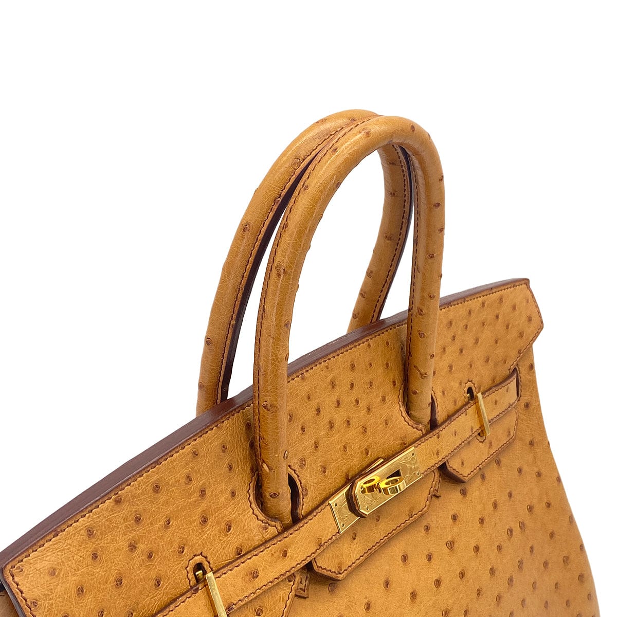 HERMES HERMES BIRKIN 35 CHESTNUT OSTRICH HAND BAG 1995 CIRCLE Y GOLD HARDWARE 90326205