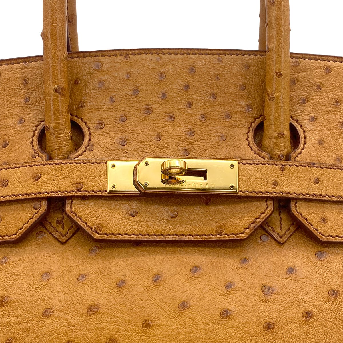 HERMES HERMES BIRKIN 35 CHESTNUT OSTRICH HAND BAG 1995 CIRCLE Y GOLD HARDWARE 90326205