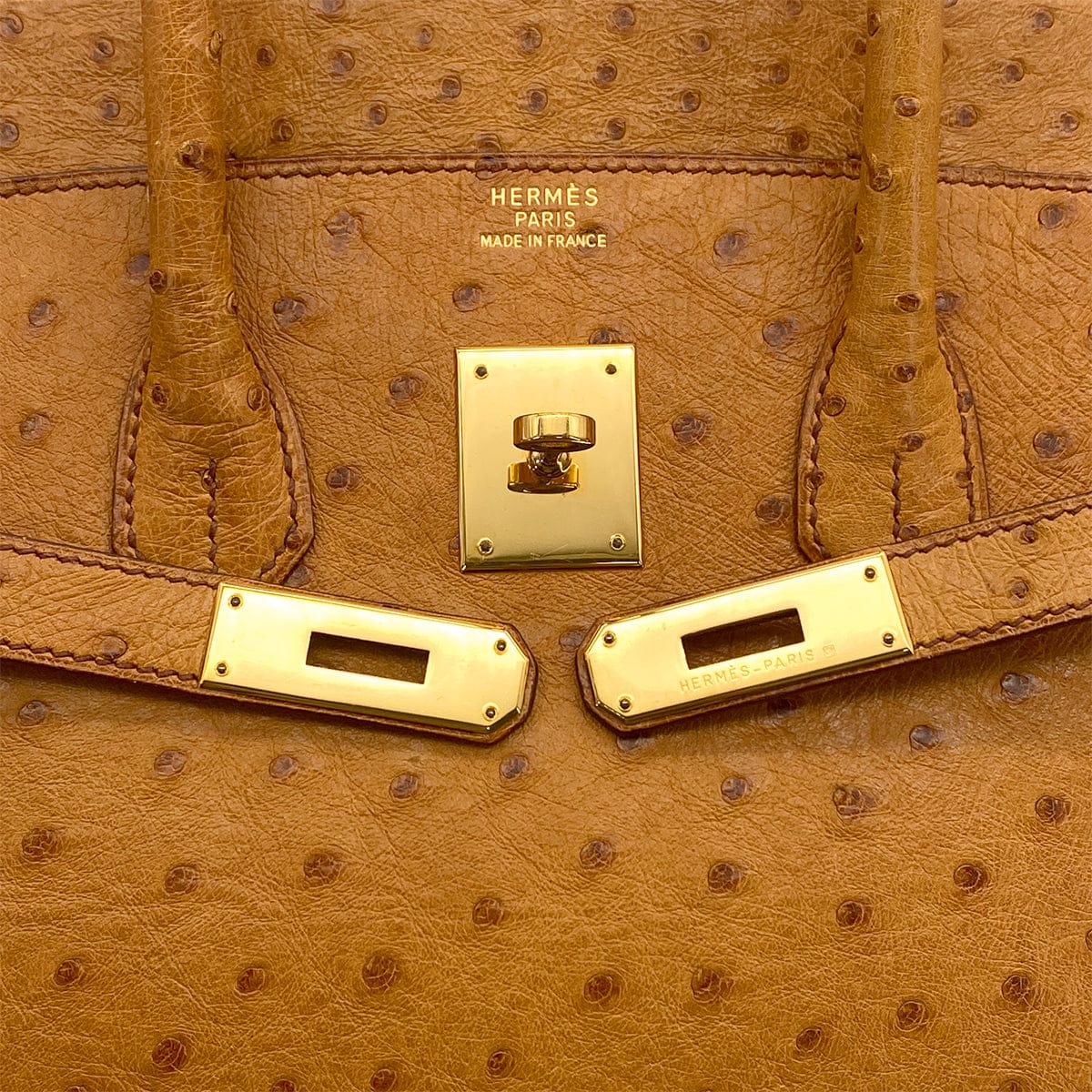 HERMES HERMES BIRKIN 35 CHESTNUT OSTRICH HAND BAG 1995 CIRCLE Y GOLD HARDWARE 90326205