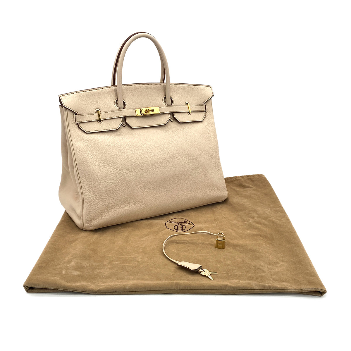 HERMES HERMES BIRKIN 40 BEIGE TYPE TAURILLON CLEMENCE HAND BAG □E GHW 90299359