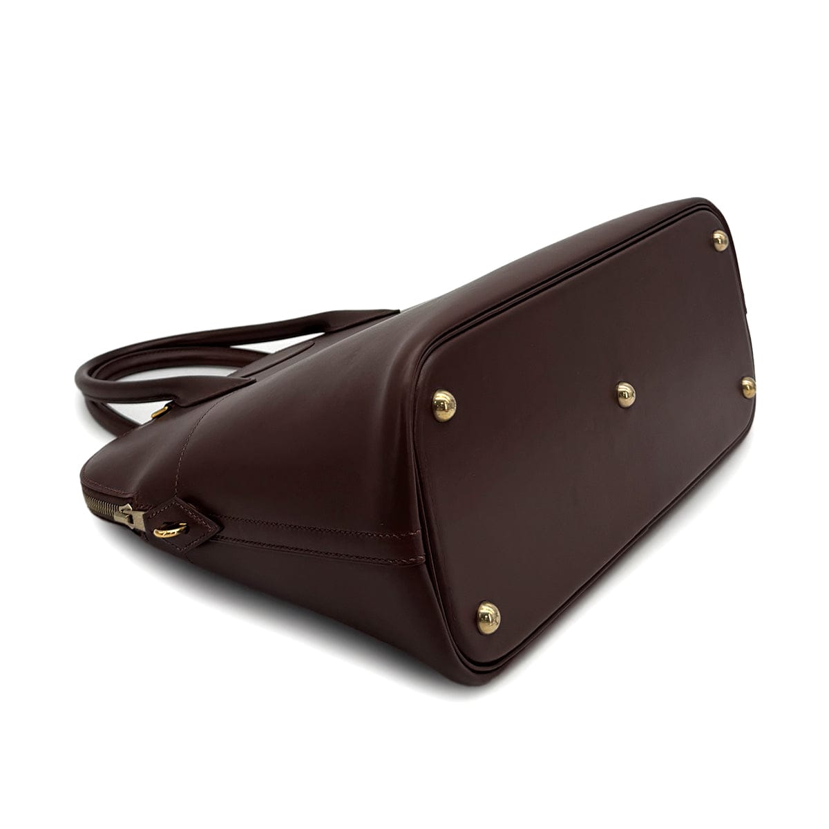 HERMES HERMES BOLIDE 35 MARRON FONCE BOXCALF HAND BAG 2001 SQUARE E GOLD HARDWARE 90311972