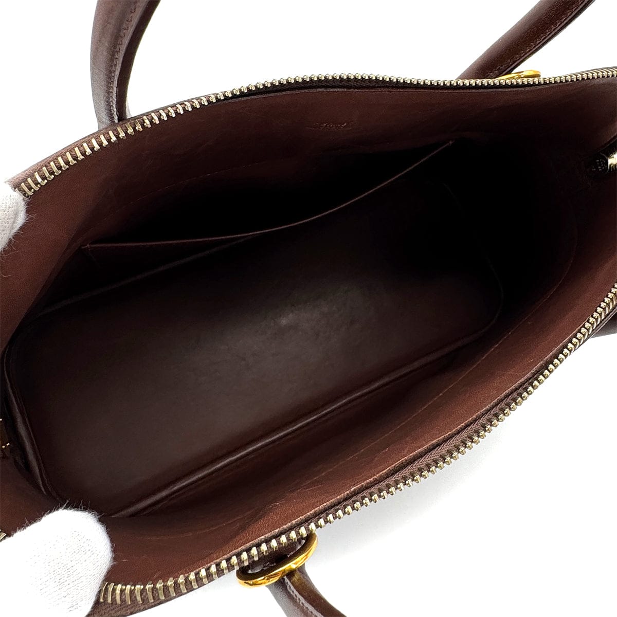 HERMES HERMES BOLIDE 35 MARRON FONCE BOXCALF HAND BAG 2001 SQUARE E GOLD HARDWARE 90311972