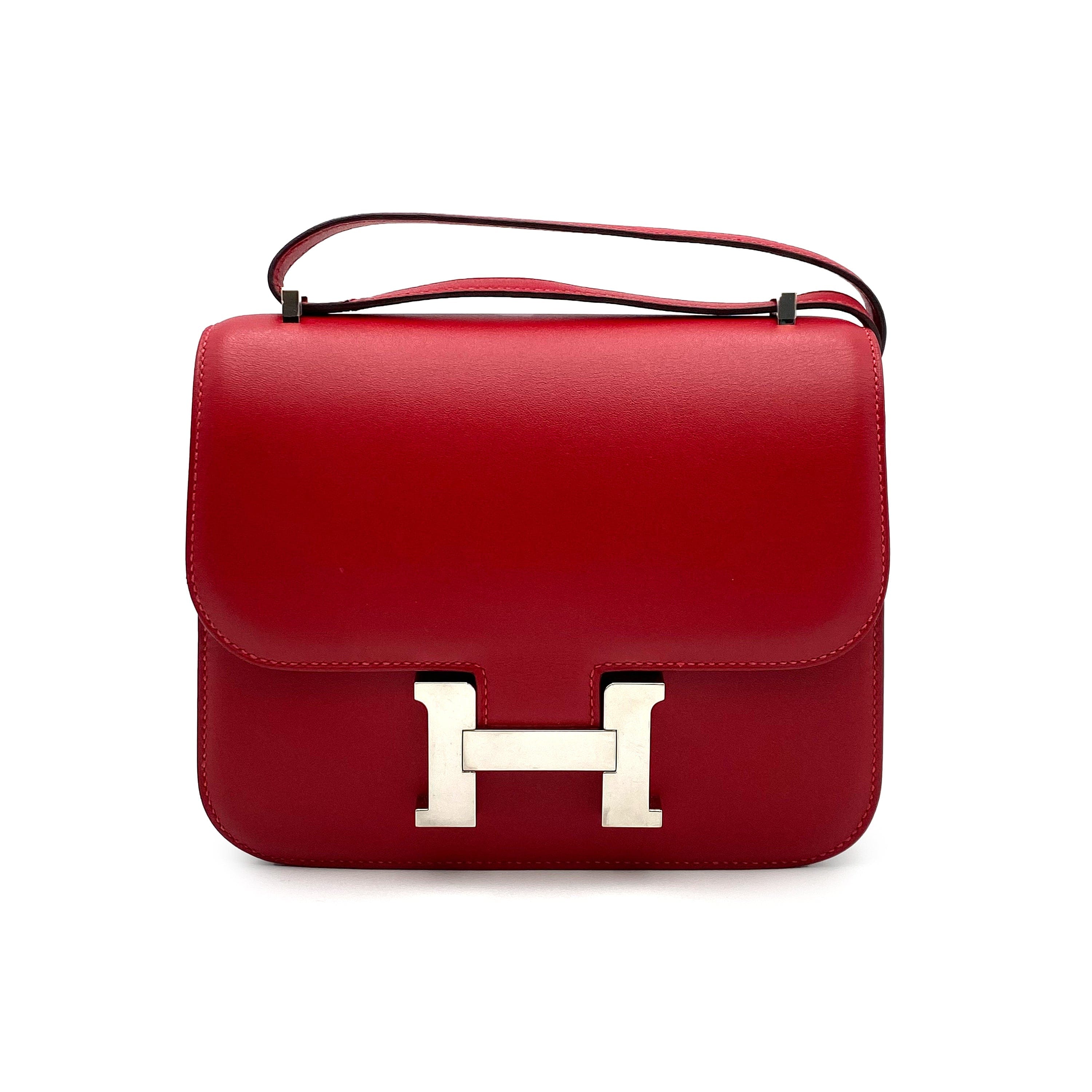 Hermès Hermes Constance 18 Rouge Vif Tadelakt PHW #D