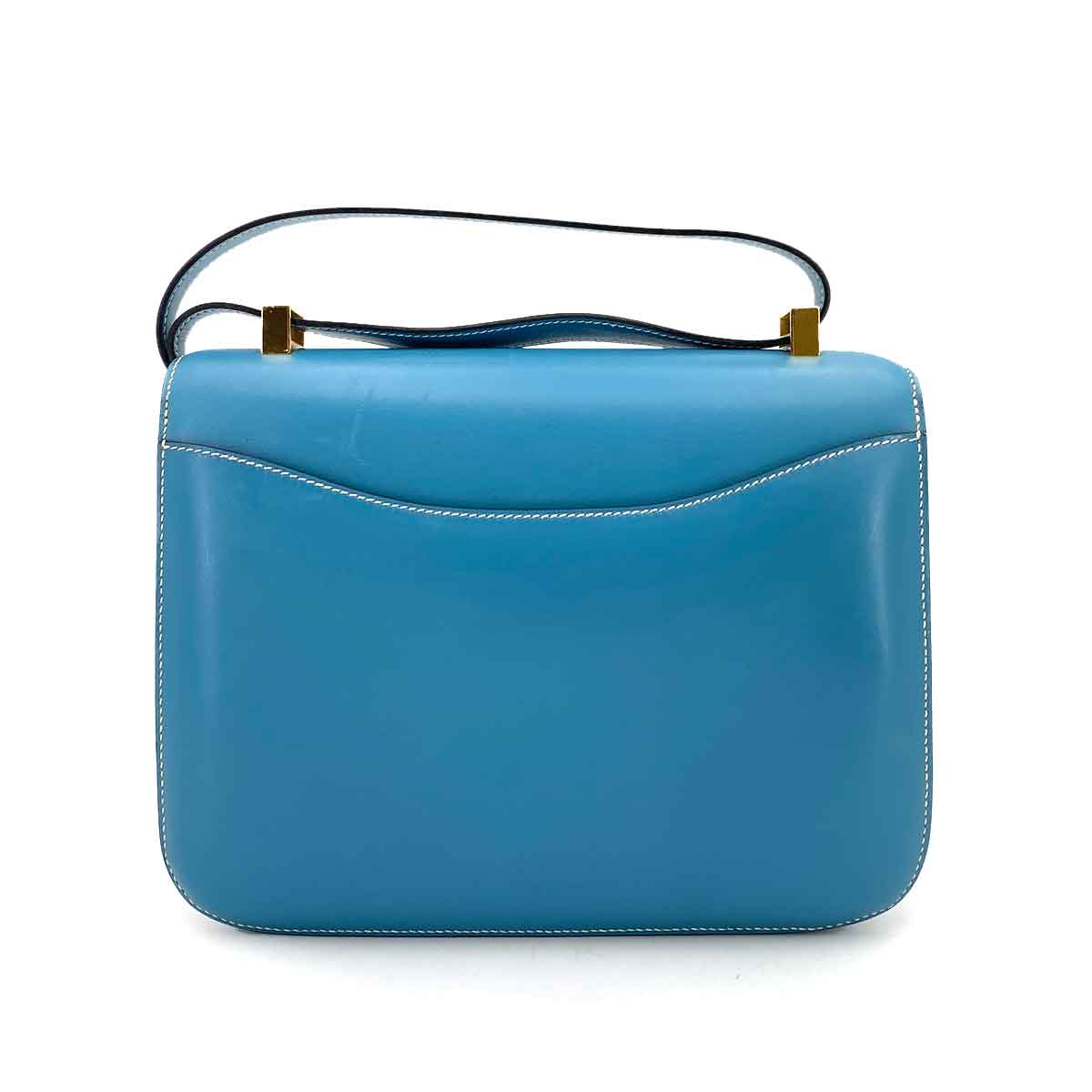 Hermès HERMES CONSTANCE BLUE JEAN BOXCALF SHOULDER BAG □D