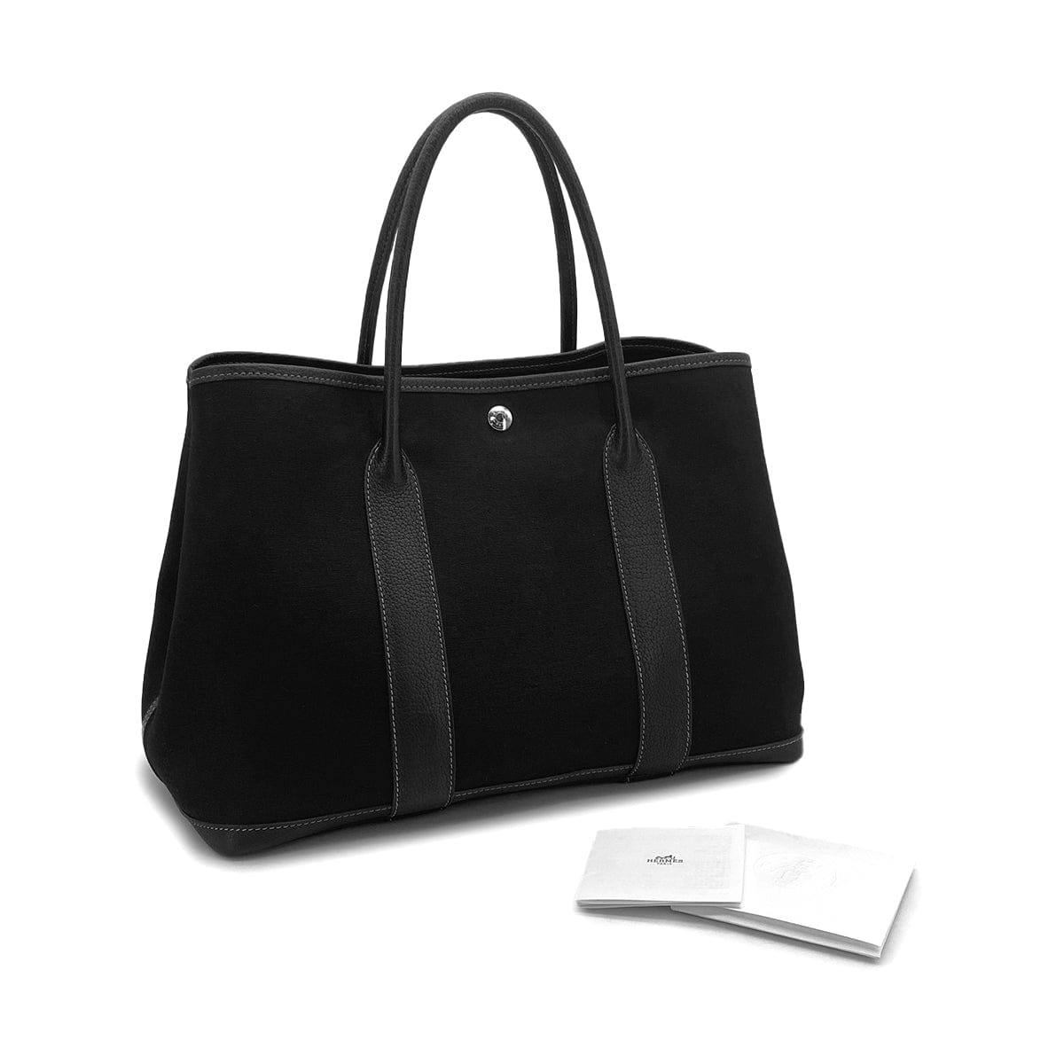 HERMES HERMES GARDEN PARTY PM BLACK TOILE OFFICIER VEAU NEGONDA HAND SHOULDER BAG 2003 SQUARE G 90325644