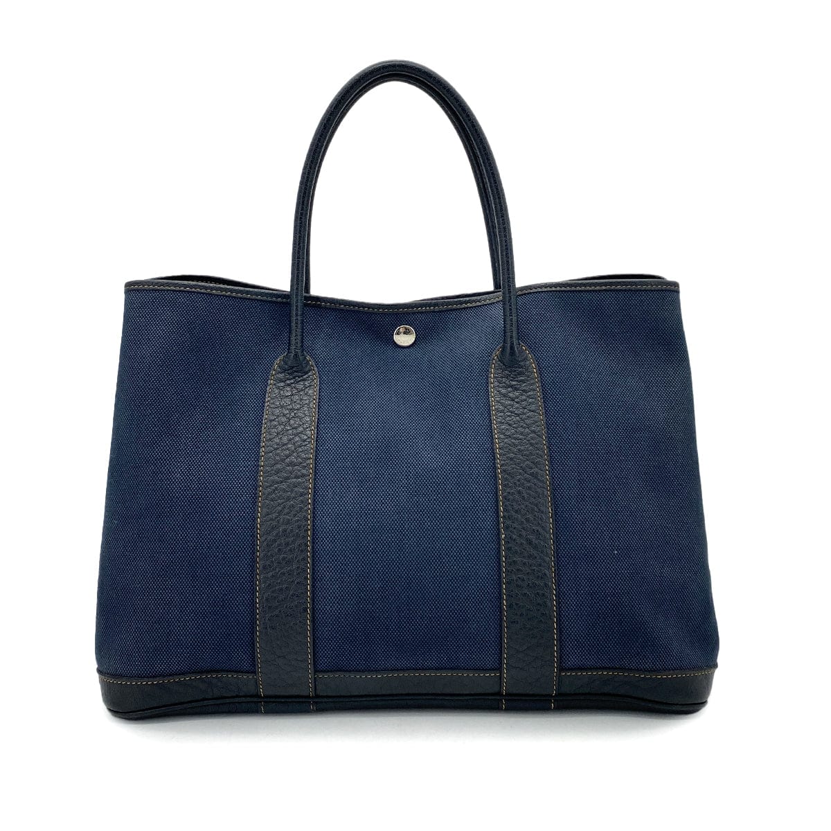 Hermès HERMES GARDEN PARTY PM NAVY BLACK TOILE H TOTE BAG □P 90255868