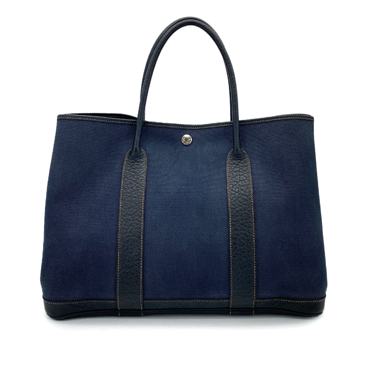 Hermès HERMES GARDEN PARTY PM NAVY BLACK TOILE H TOTE BAG □P 90255868