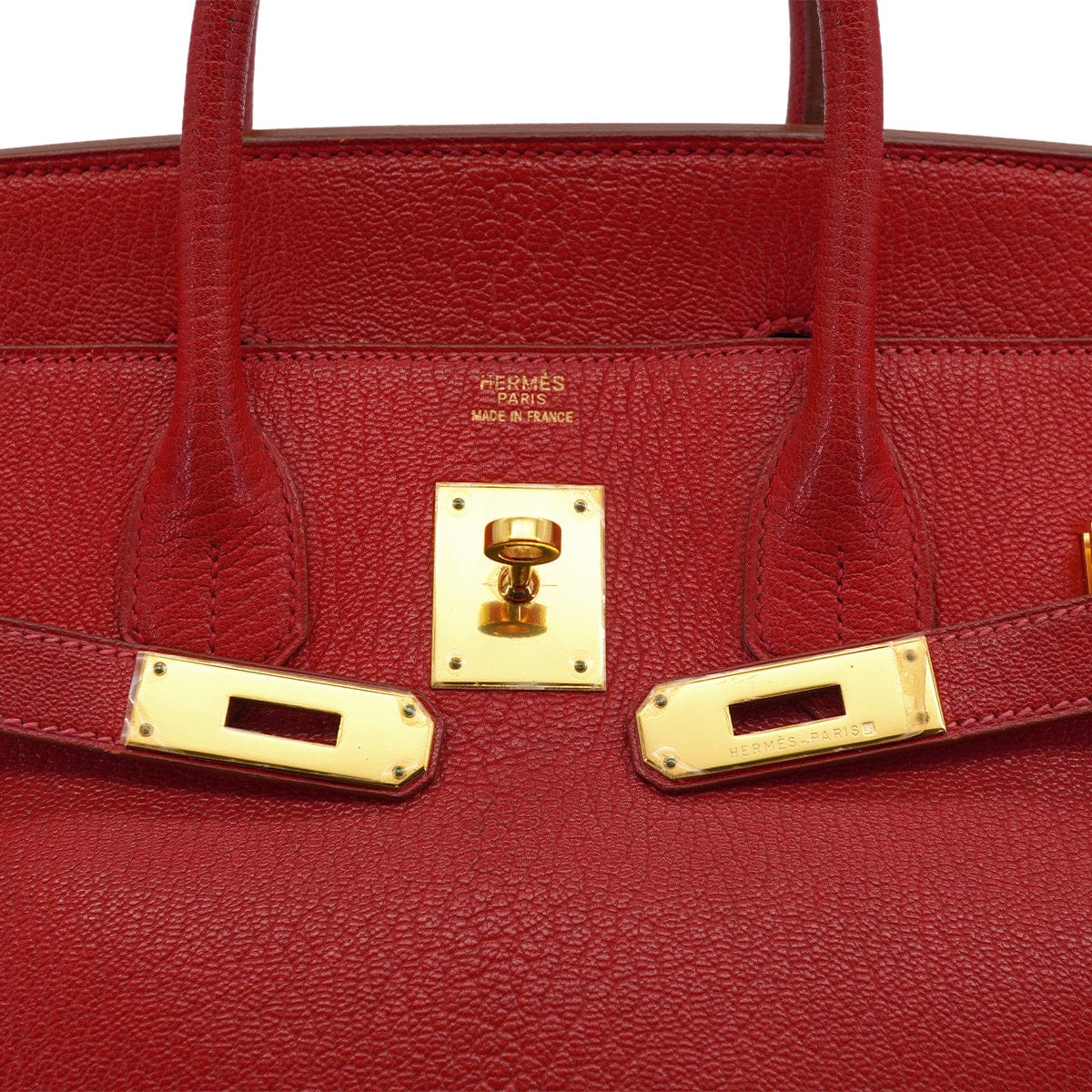 HERMES HERMES HAUT A COURROIES 32 ROUGE VIF CHEVRE HAND BAG 2001 SQUARE E GOLD HARDWARE 90326772