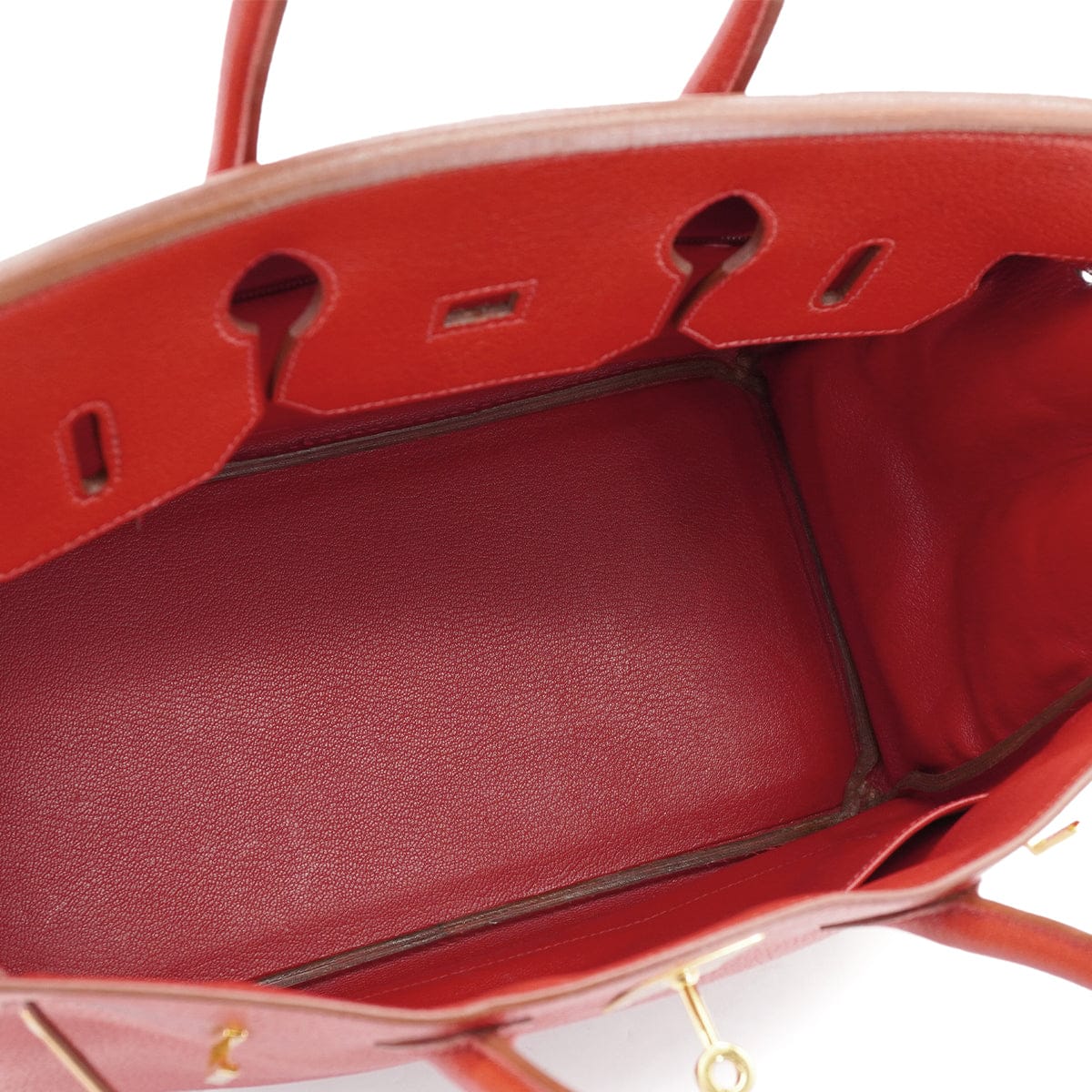 HERMES HERMES HAUT A COURROIES 32 ROUGE VIF CHEVRE HAND BAG 2001 SQUARE E GOLD HARDWARE 90326772