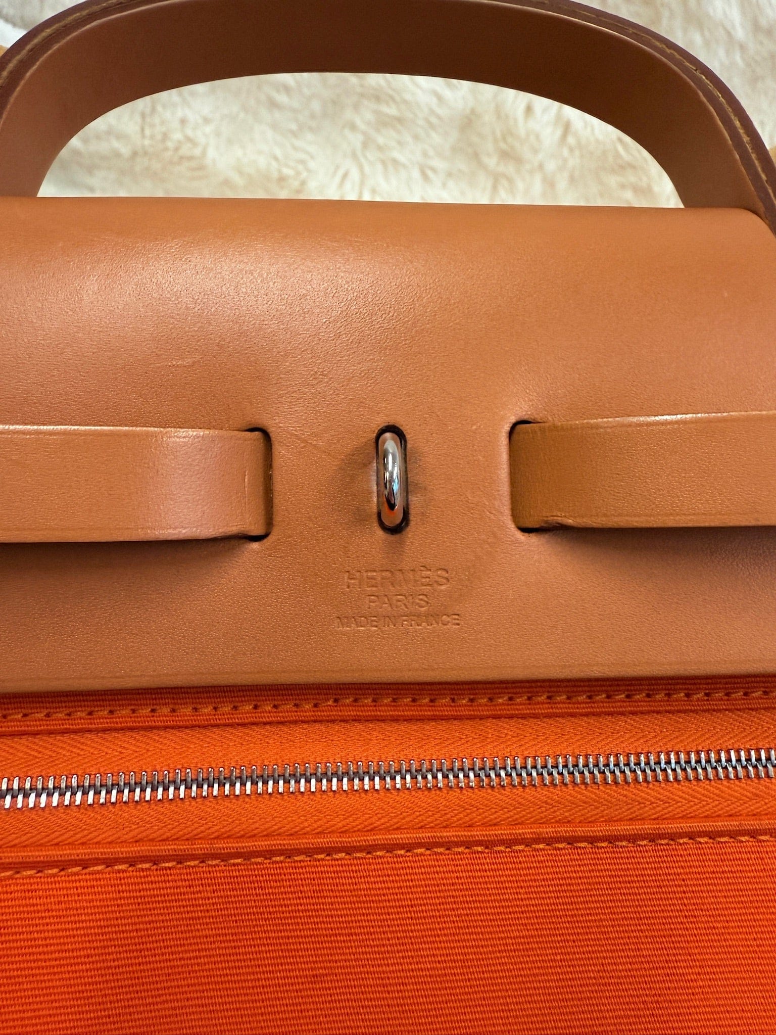 HERMES Hermès Herbag – Orange Canvas & Leather
